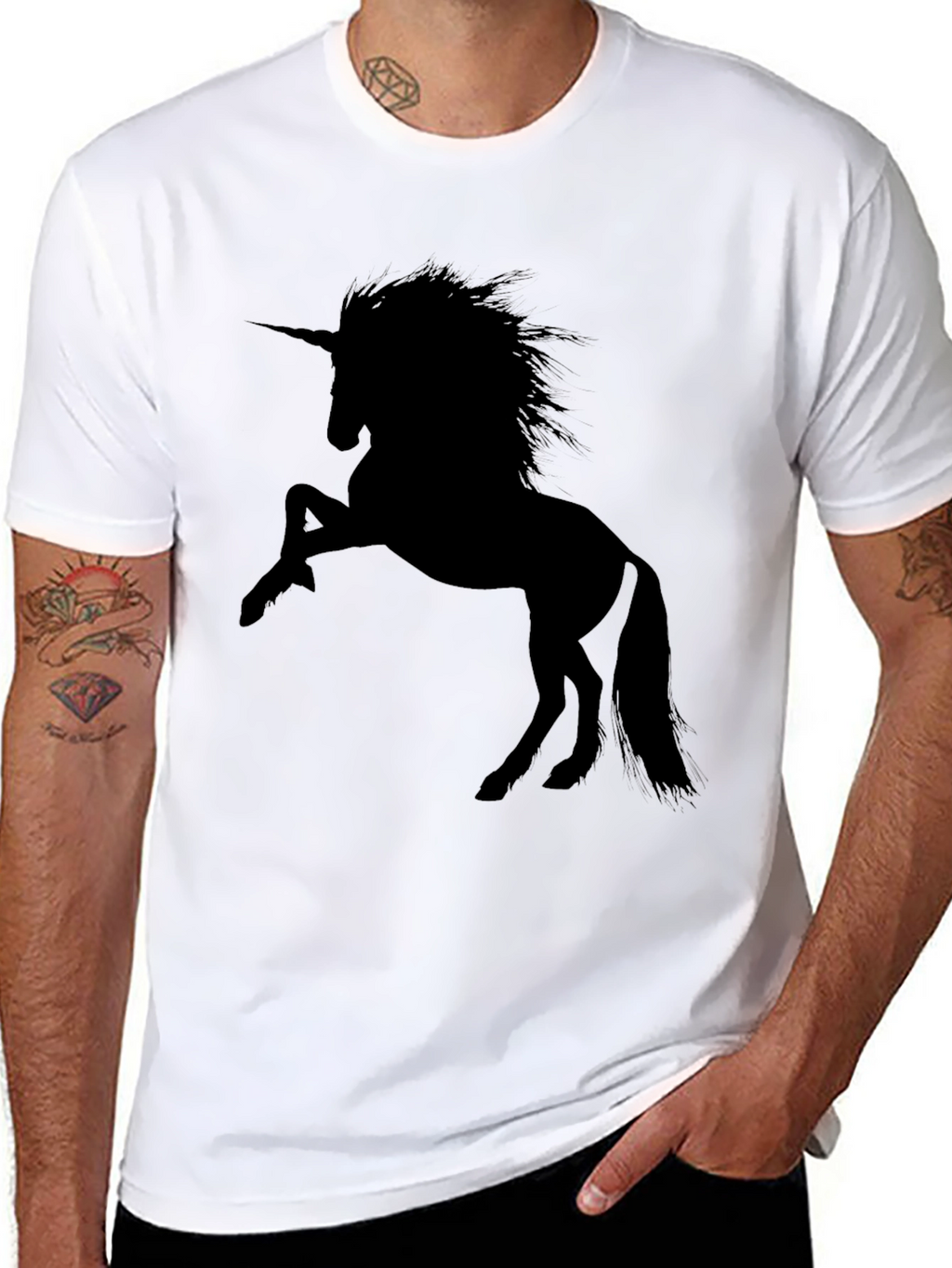Black Unicorn Silhouette Graphic T-Shirt