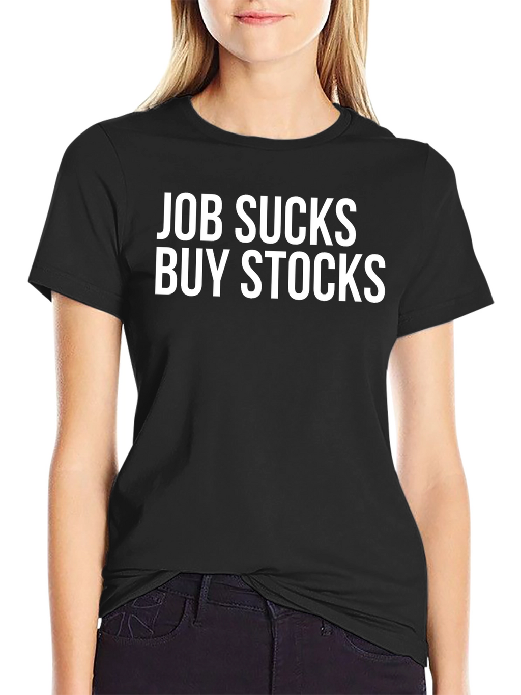 Job Sucks Buy Stocks Black T-Shirt