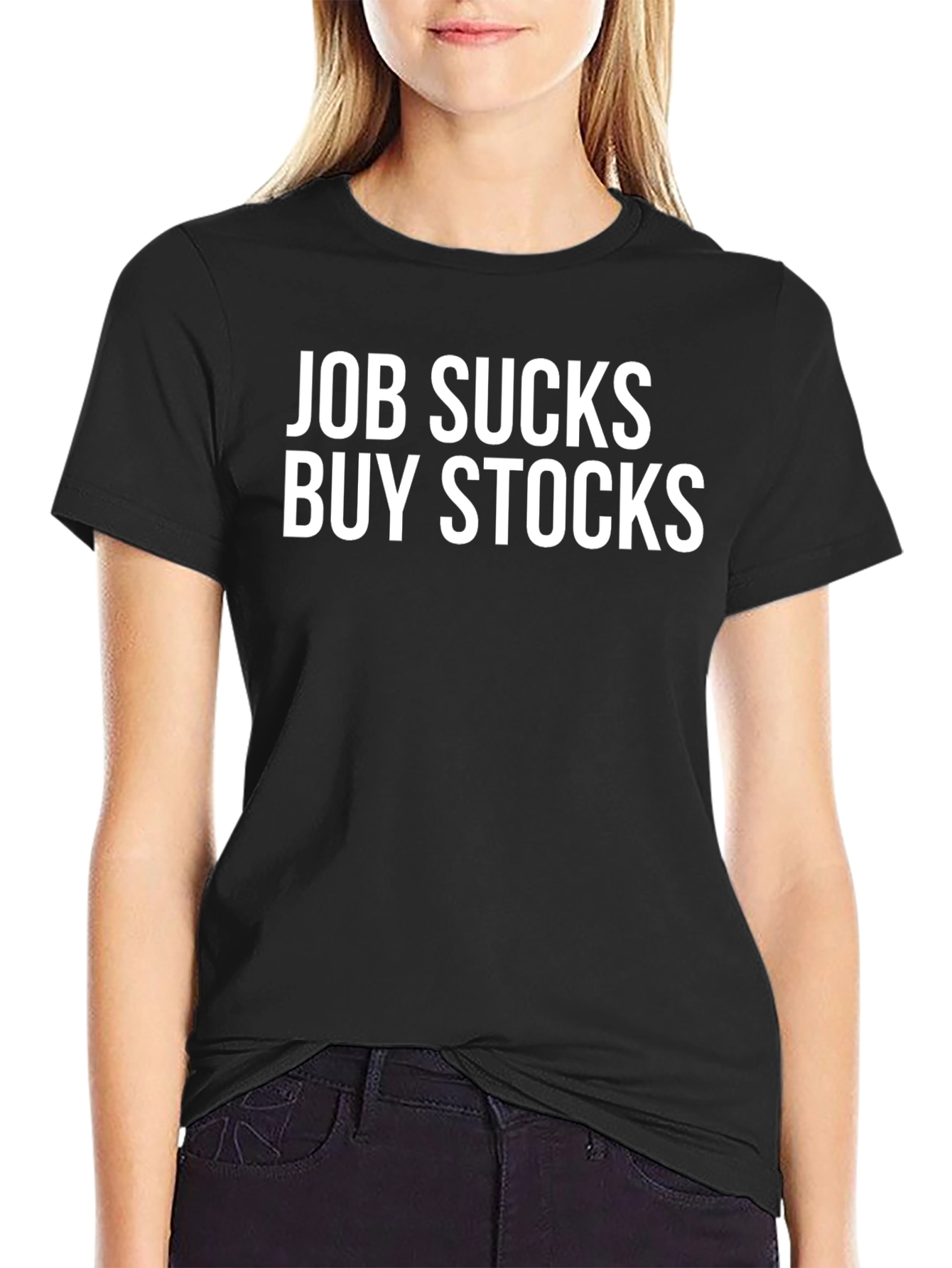 Job Sucks Buy Stocks Black T-Shirt