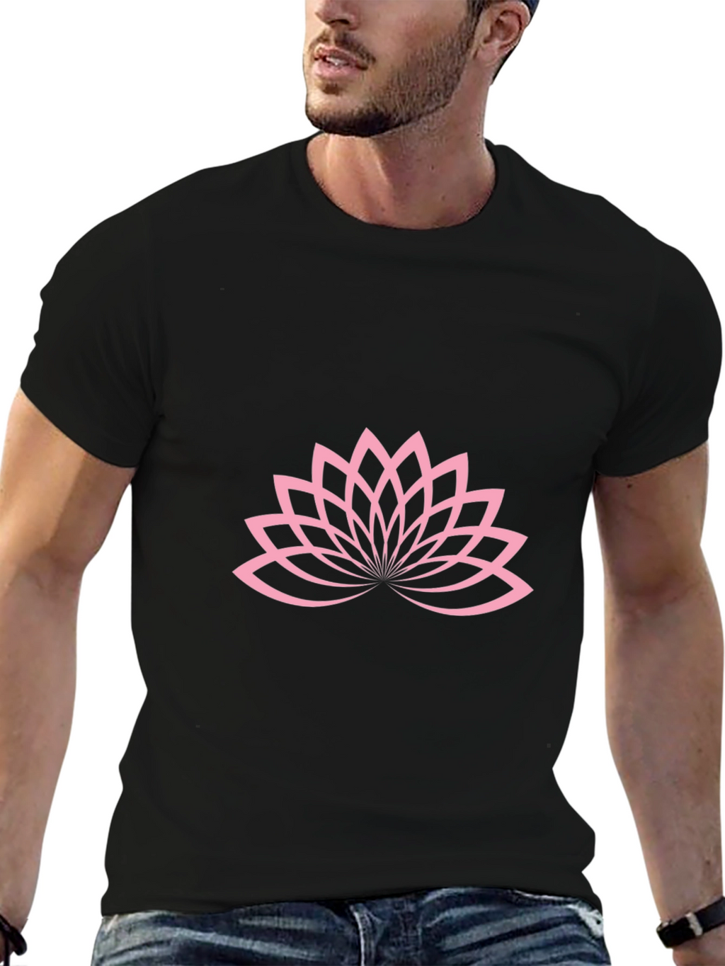 Lotus Blossom Graphic Tee - Black Cotton T-Shirt