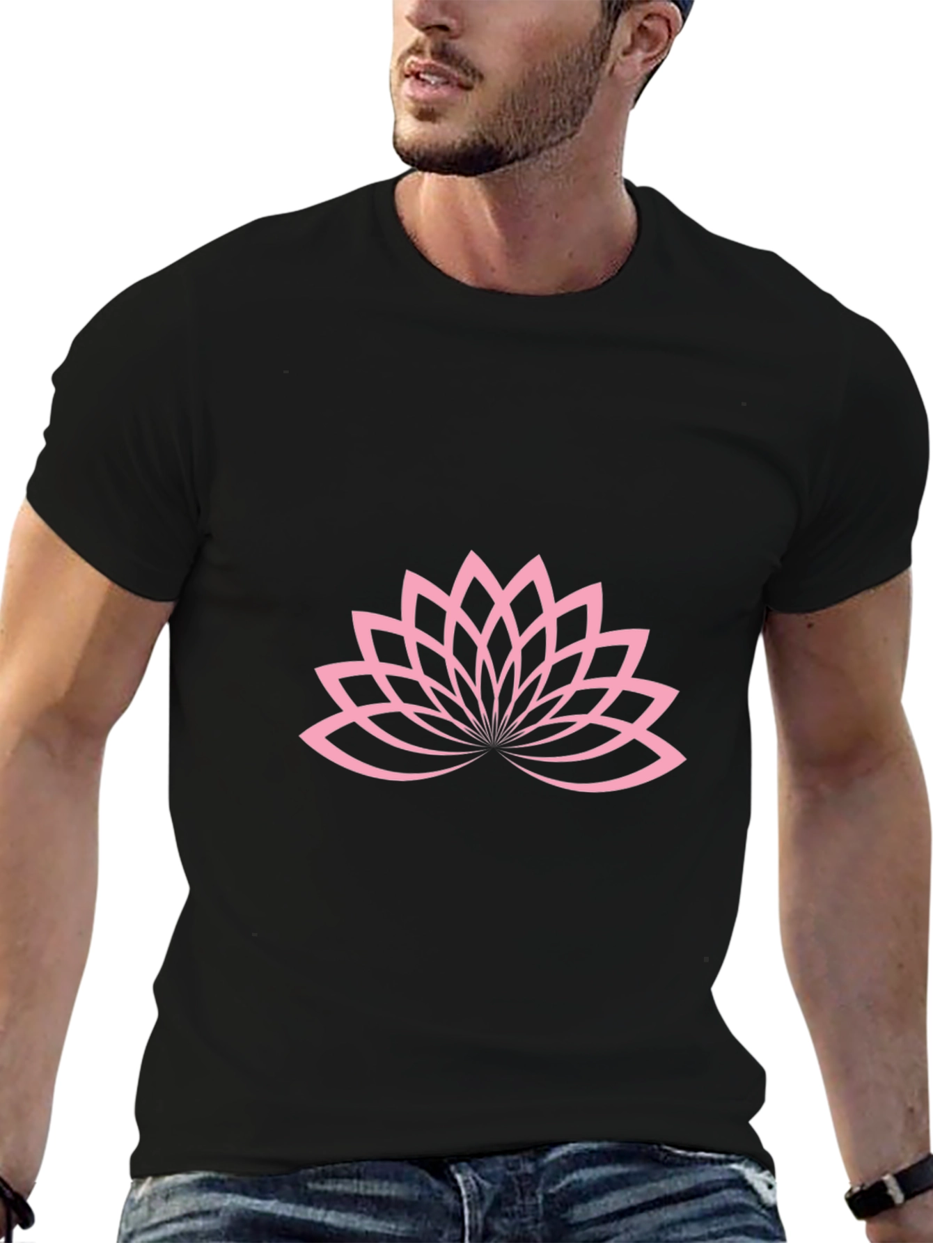 Lotus Blossom Graphic Tee - Black Cotton T-Shirt
