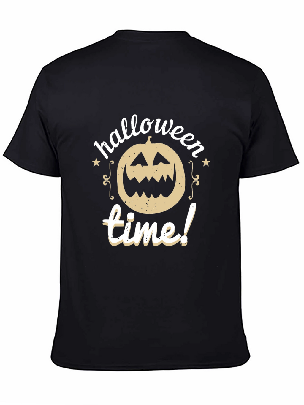 Halloween Time Black T-Shirt Pumpkin Design