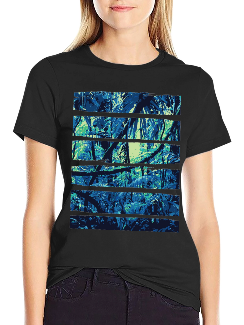 Jungle Print Black T-Shirt