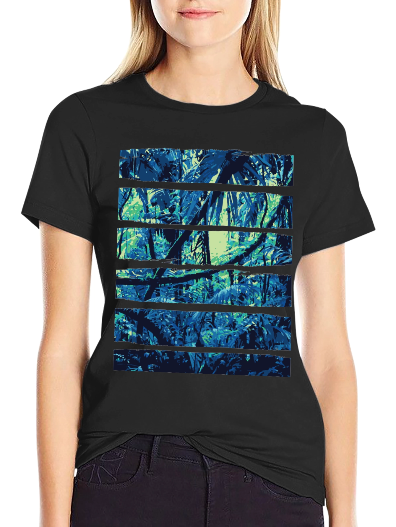 Jungle Print Black T-Shirt