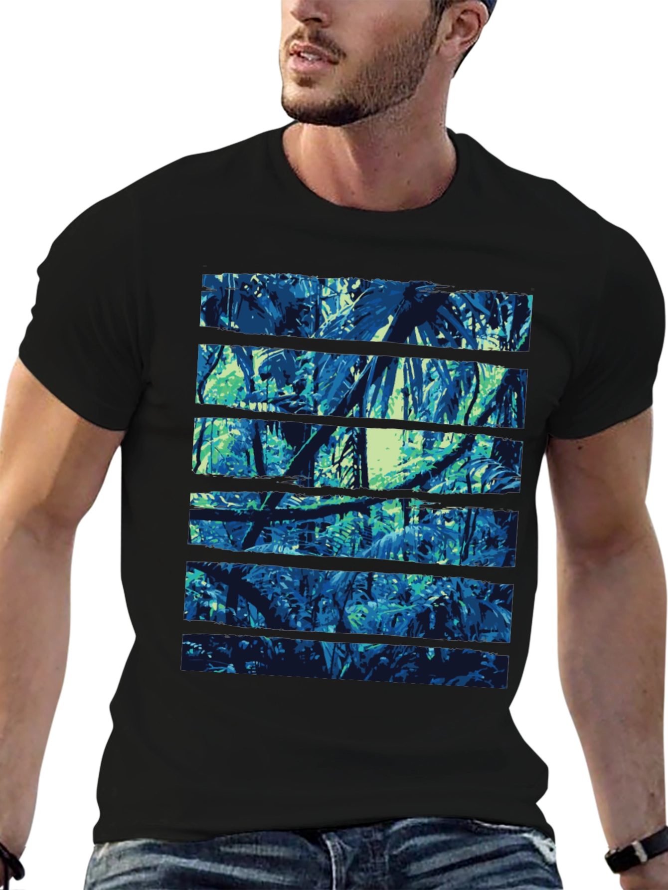 Jungle Print Black T-Shirt