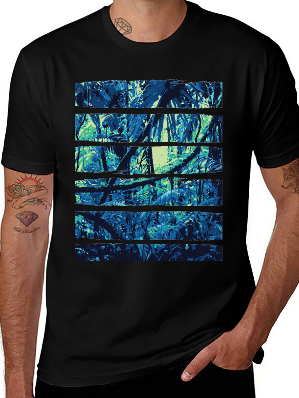 Jungle Print Black T-Shirt