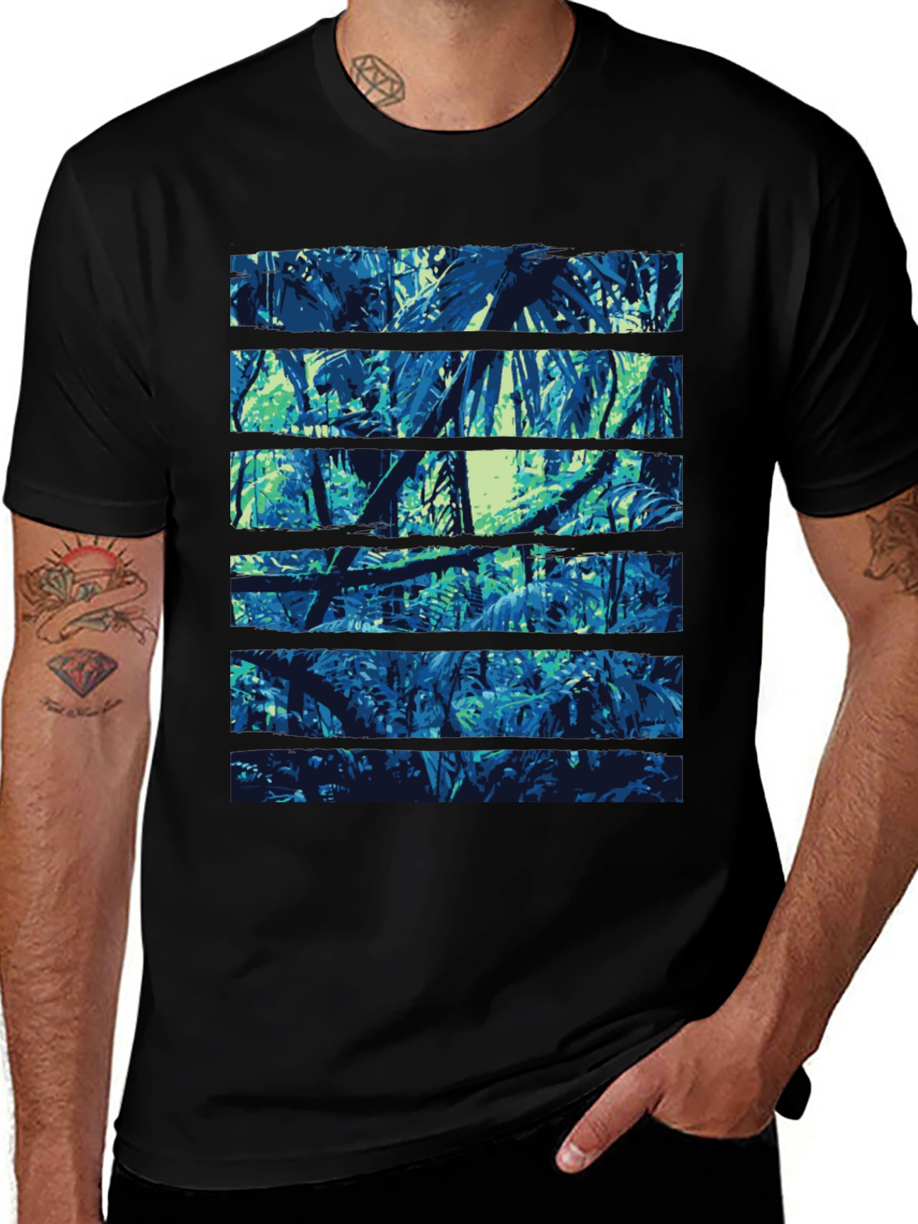 Jungle Print Black T-Shirt