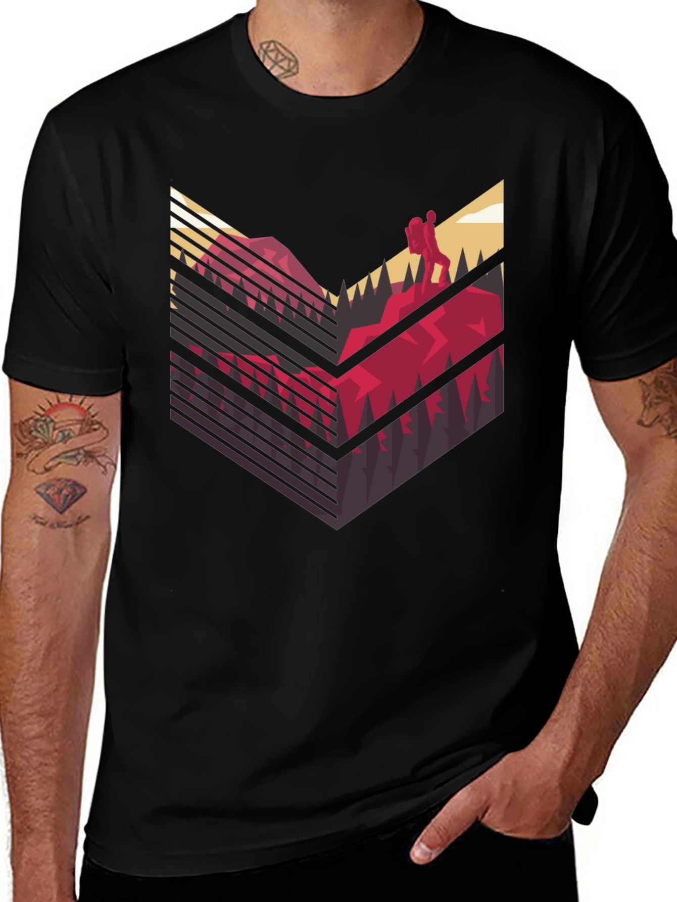 Mountain Hike Graphic Tee - Black Casual Shirt