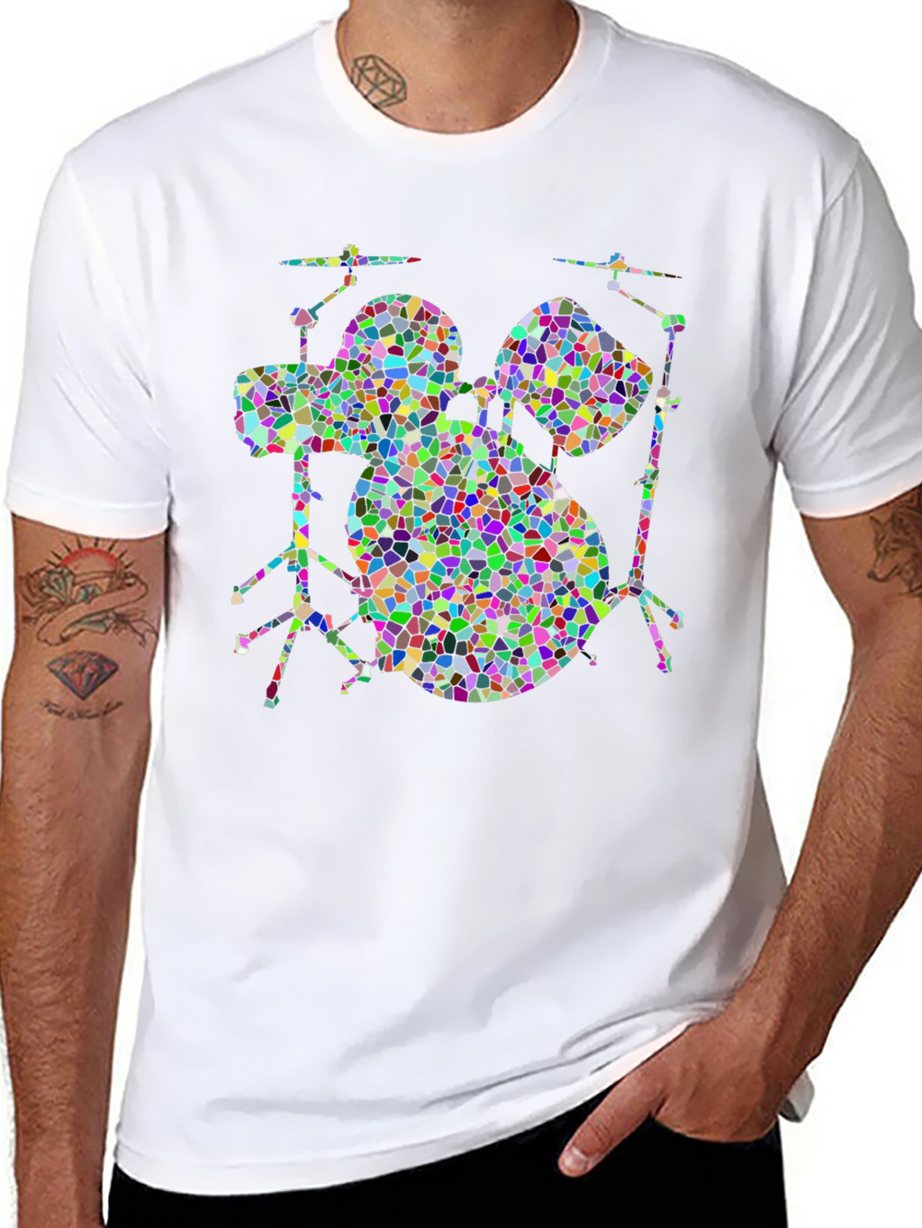 Mosaic Drum Set T-Shirt - Bold & Unique Design