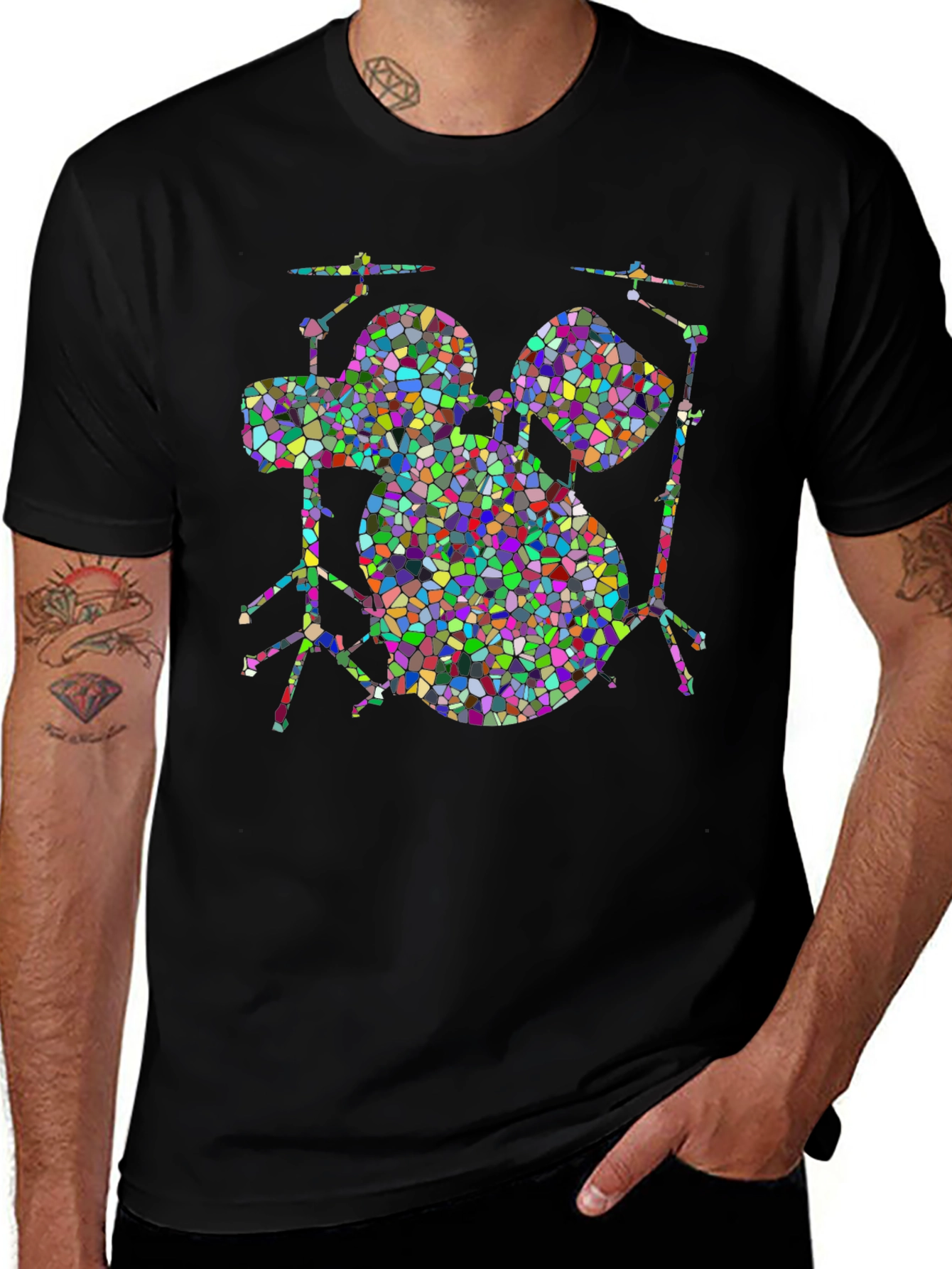 Mosaic Drum Set T-Shirt - Bold & Unique Design