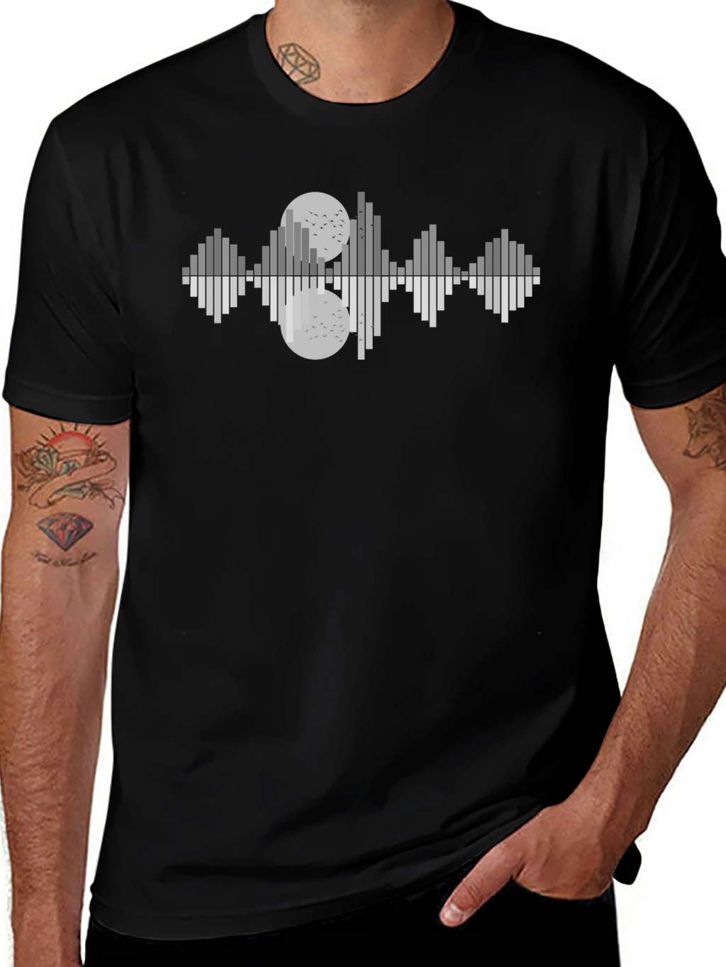 Abstract Sound Wave T-Shirt - Black