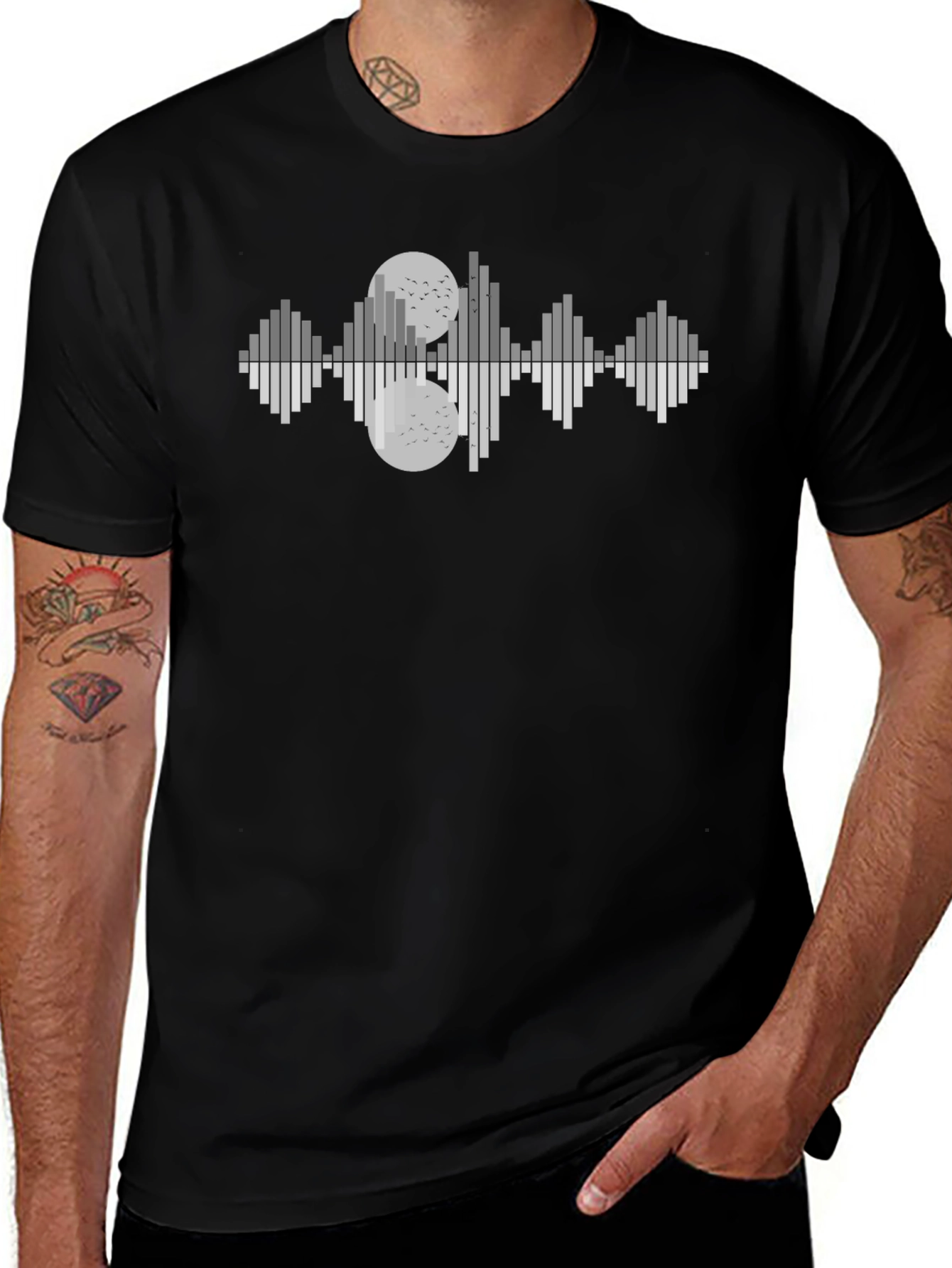 Abstract Sound Wave T-Shirt - Black