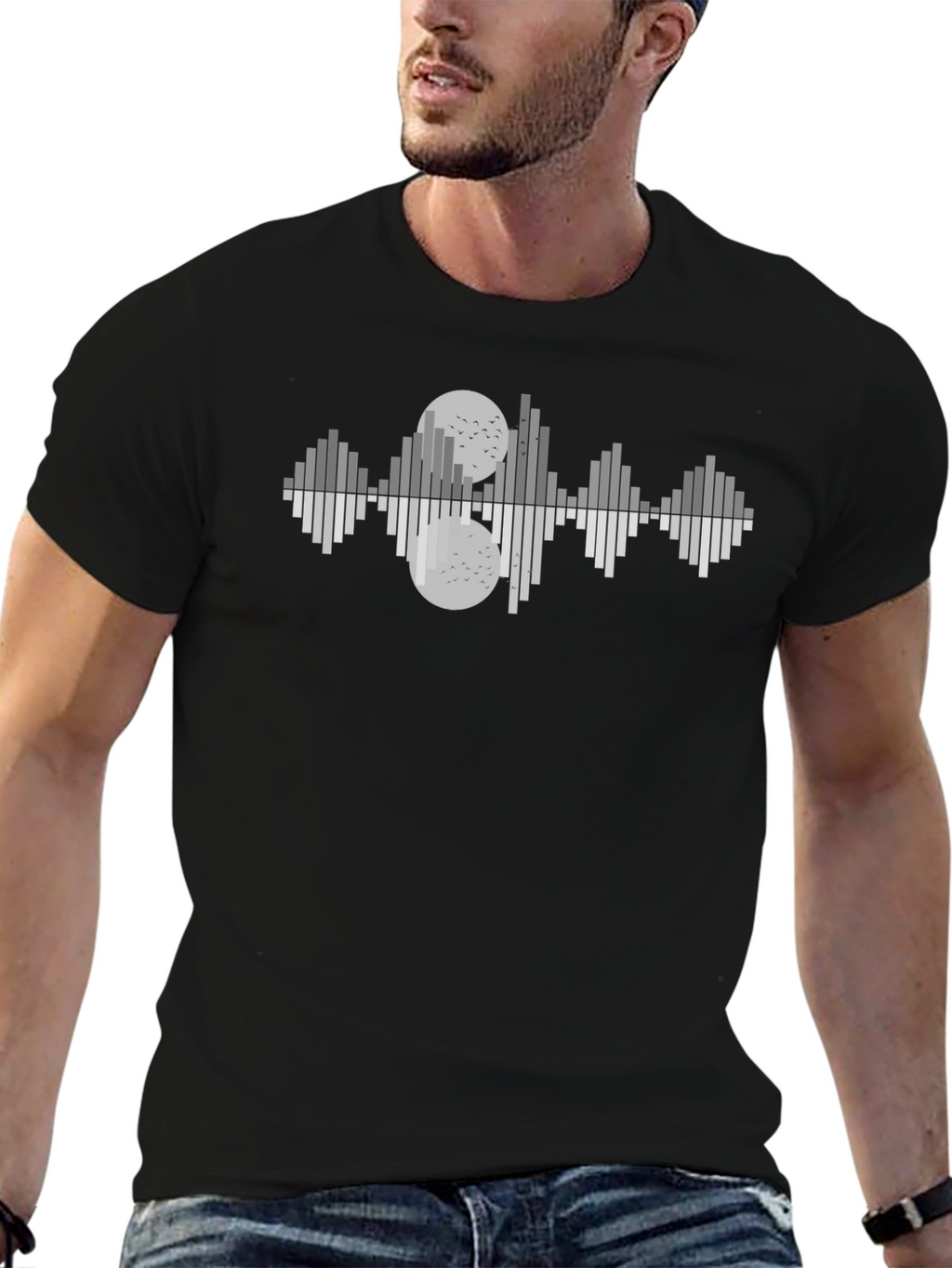 Abstract Sound Wave T-Shirt - Black
