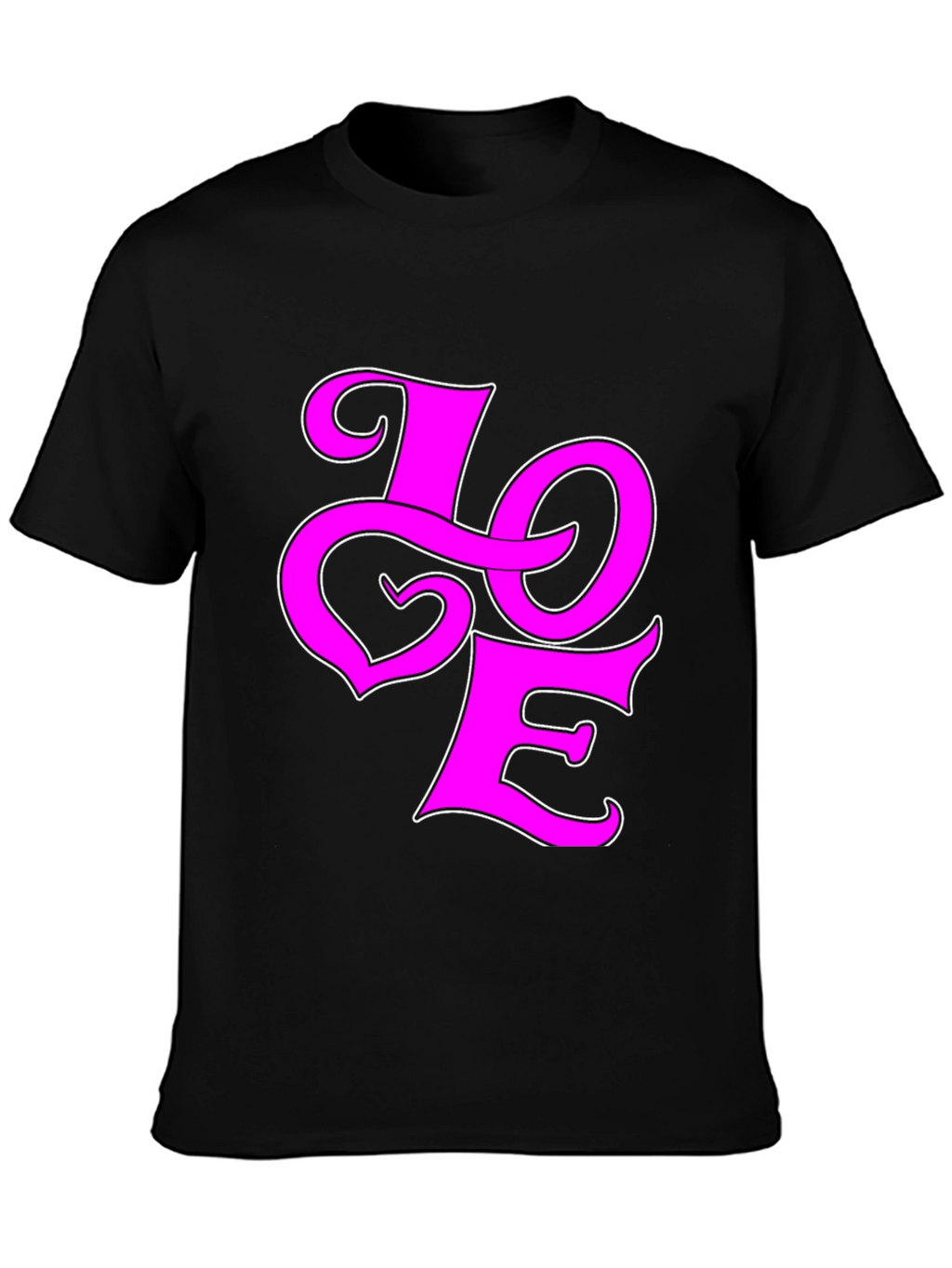 Love Graphic Tee - Pink on Black Cotton Shirt