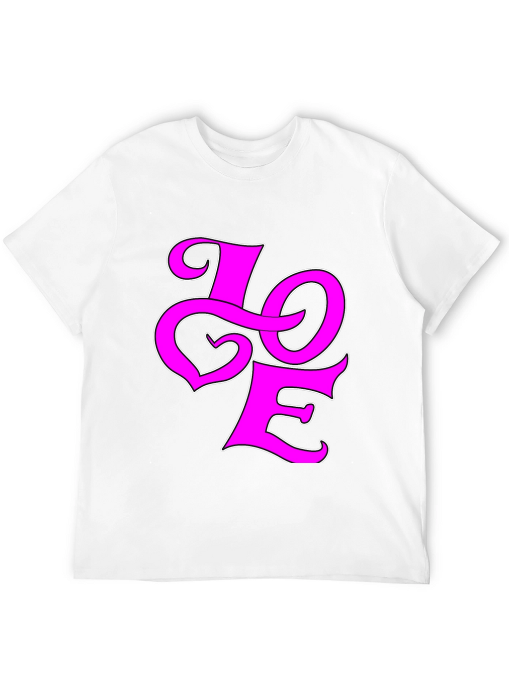 Love Graphic Tee - Pink on Black Cotton Shirt