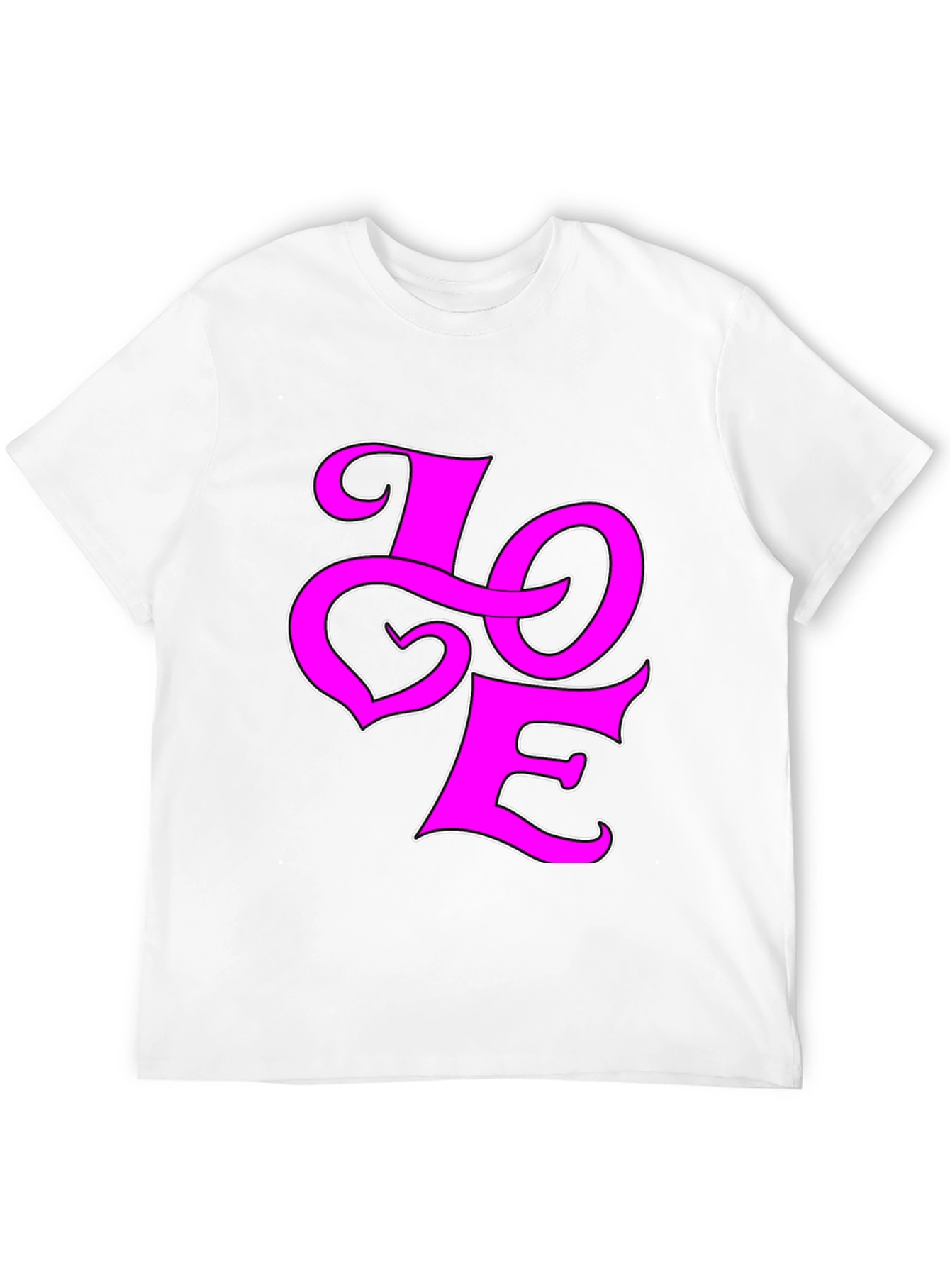 Love Graphic Tee - Pink on Black Cotton Shirt
