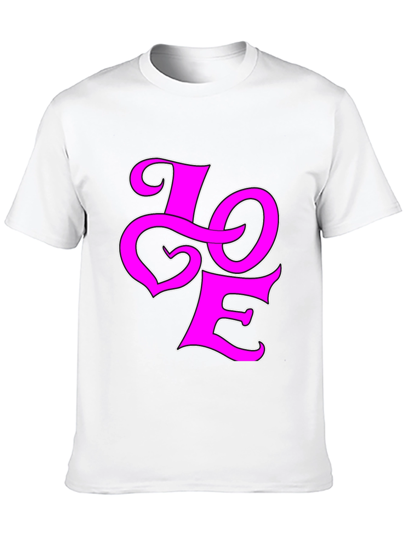 Love Graphic Tee - Pink on Black Cotton Shirt