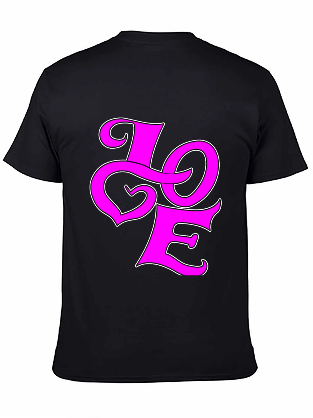 Love Graphic Tee - Pink on Black Cotton Shirt