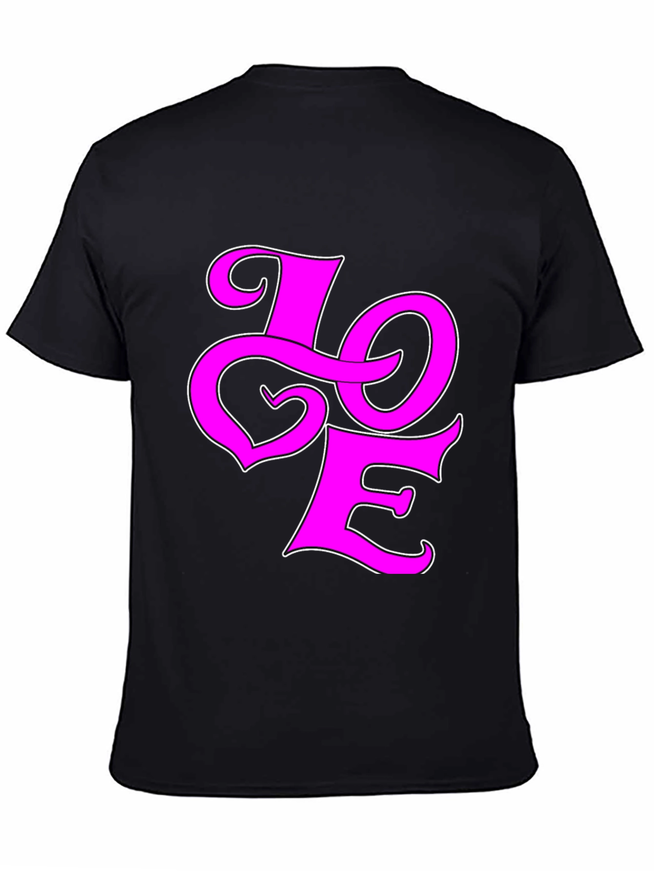 Love Graphic Tee - Pink on Black Cotton Shirt