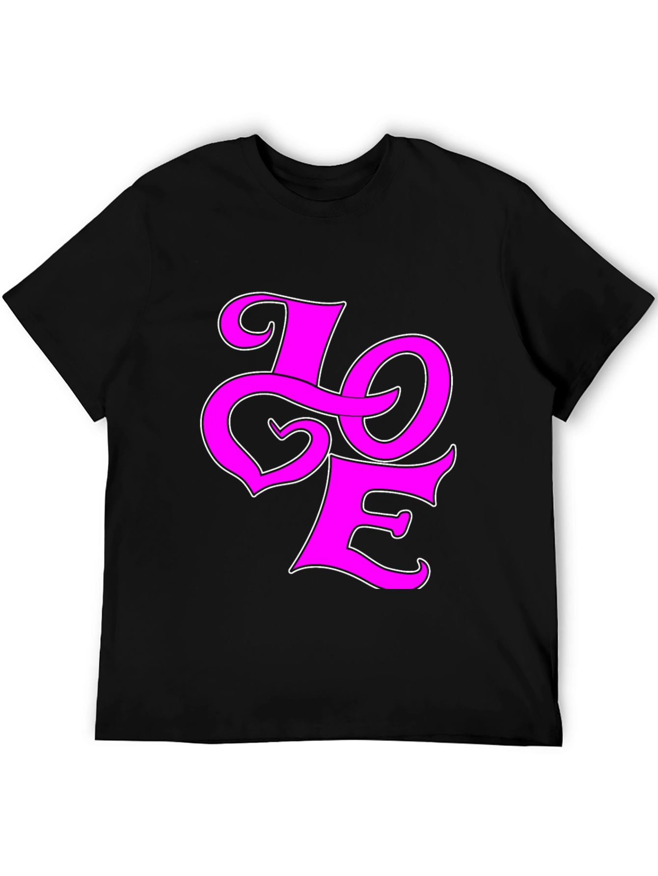 Love Graphic Tee - Pink on Black Cotton Shirt