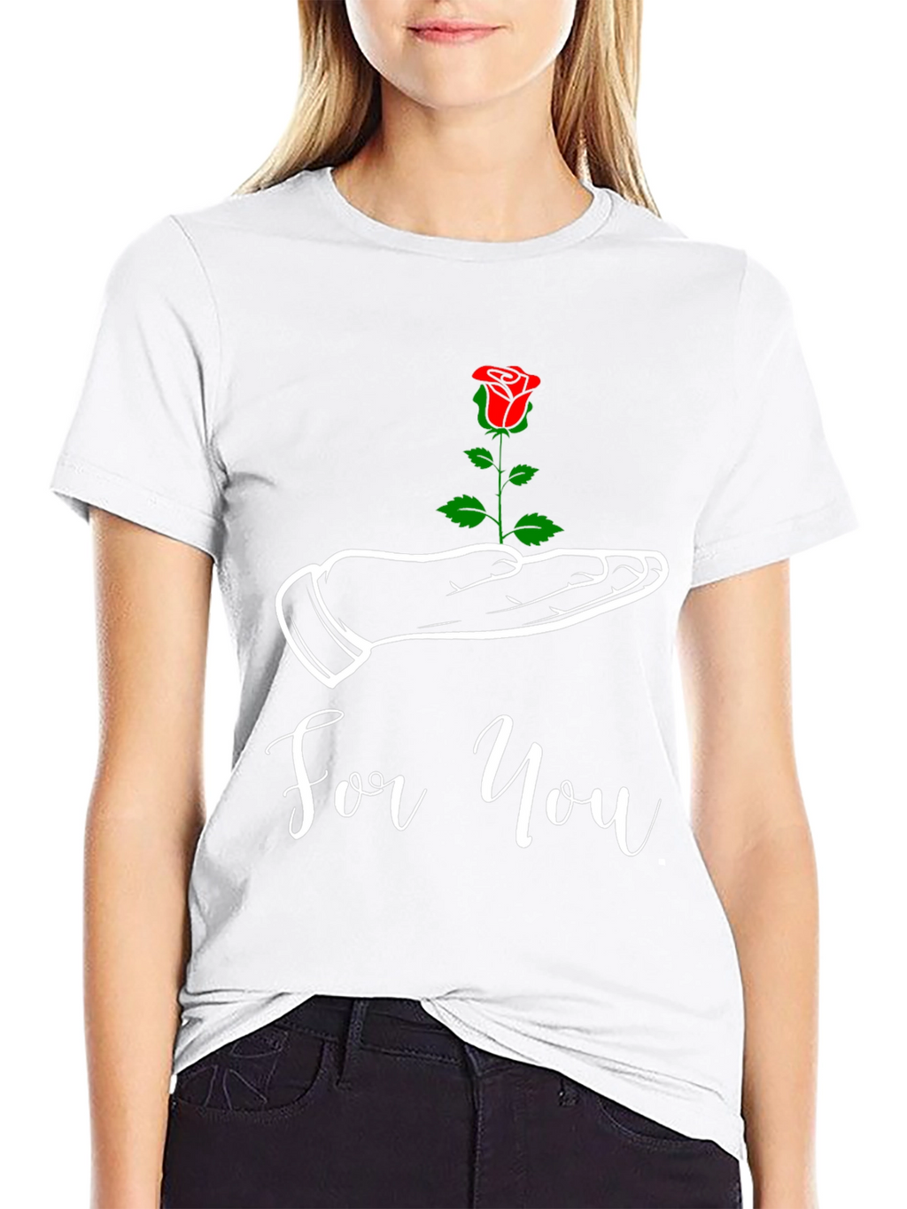 For You Rose Graphic Tee - Black
