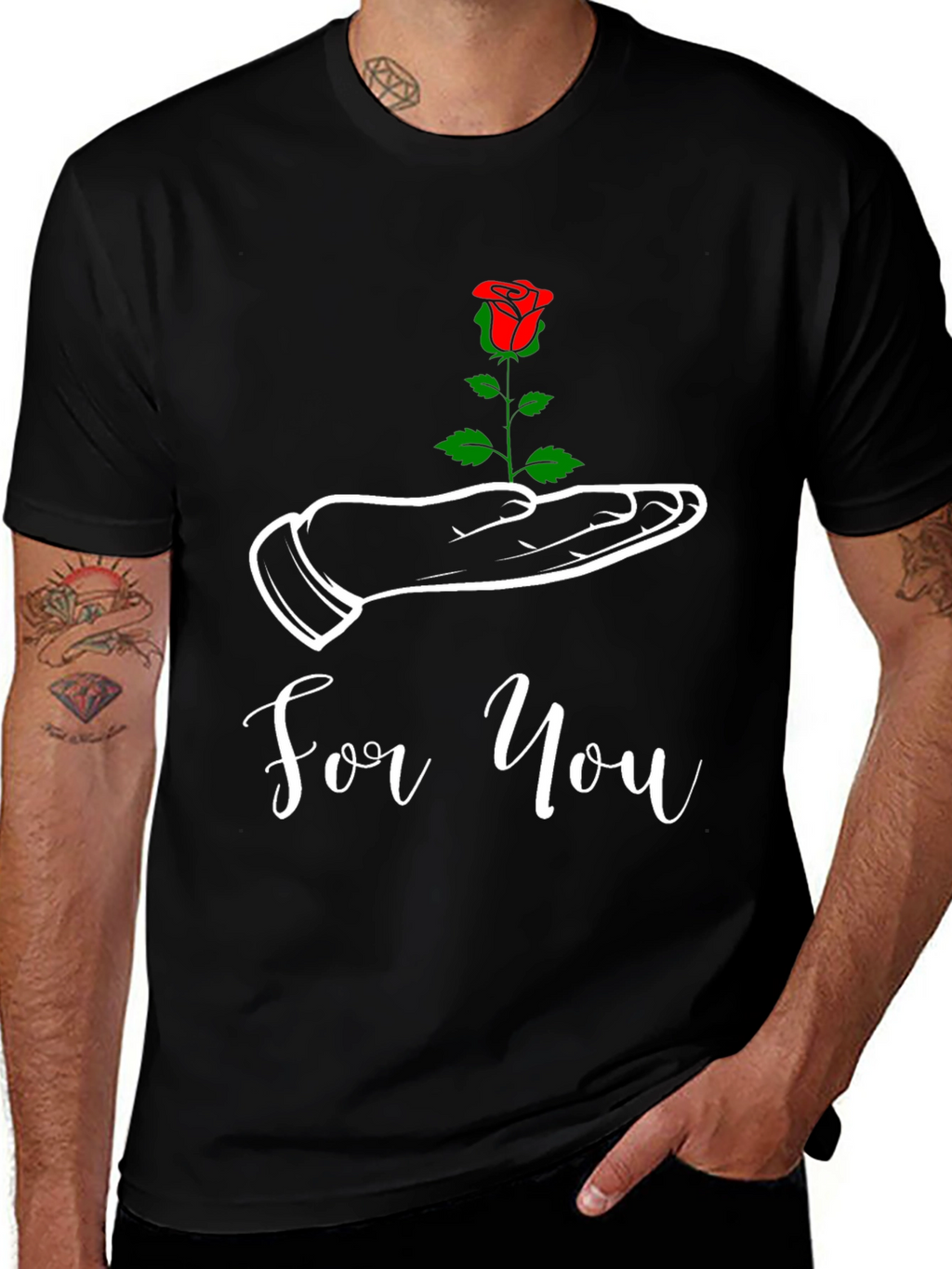 For You Rose Graphic Tee - Black