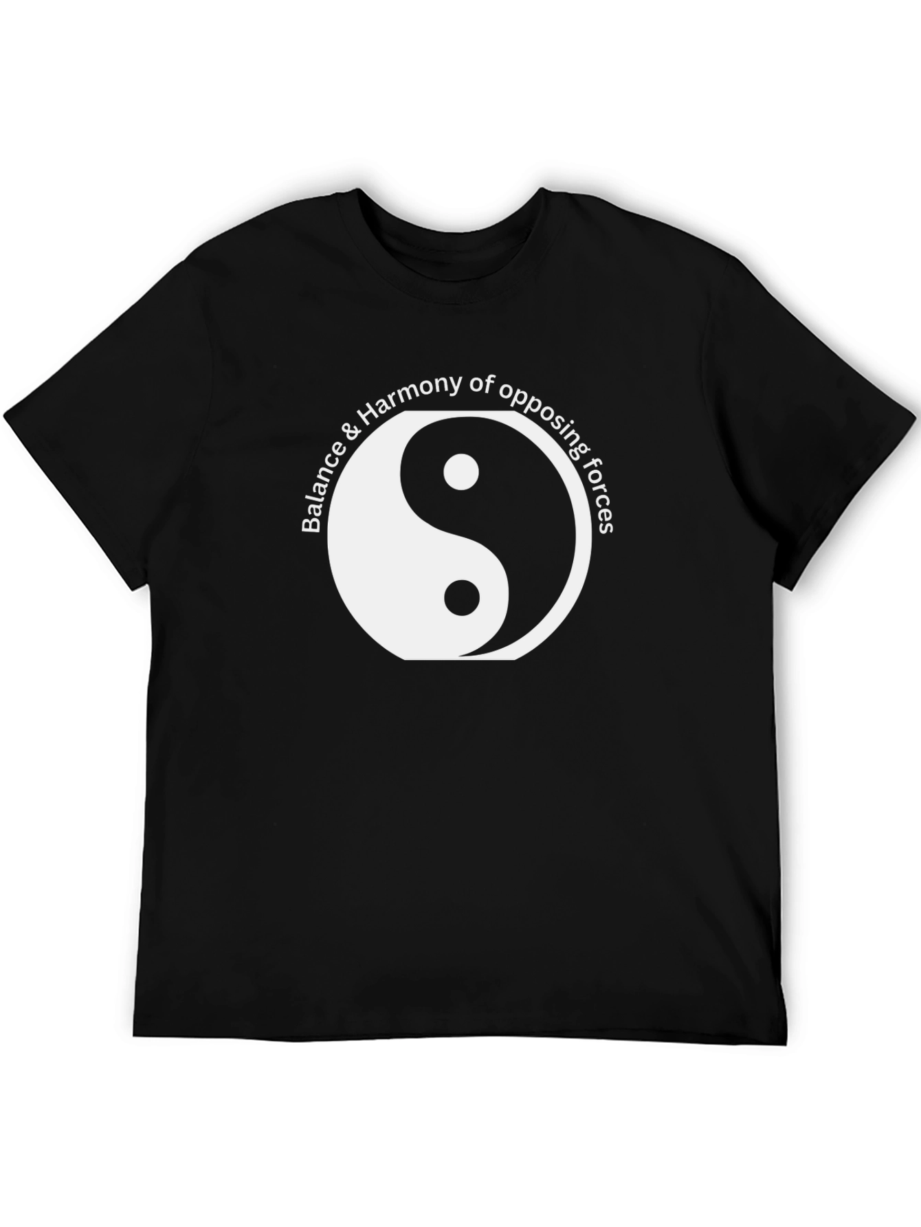 Yin Yang Balance Harmony Mens Black T-Shirt