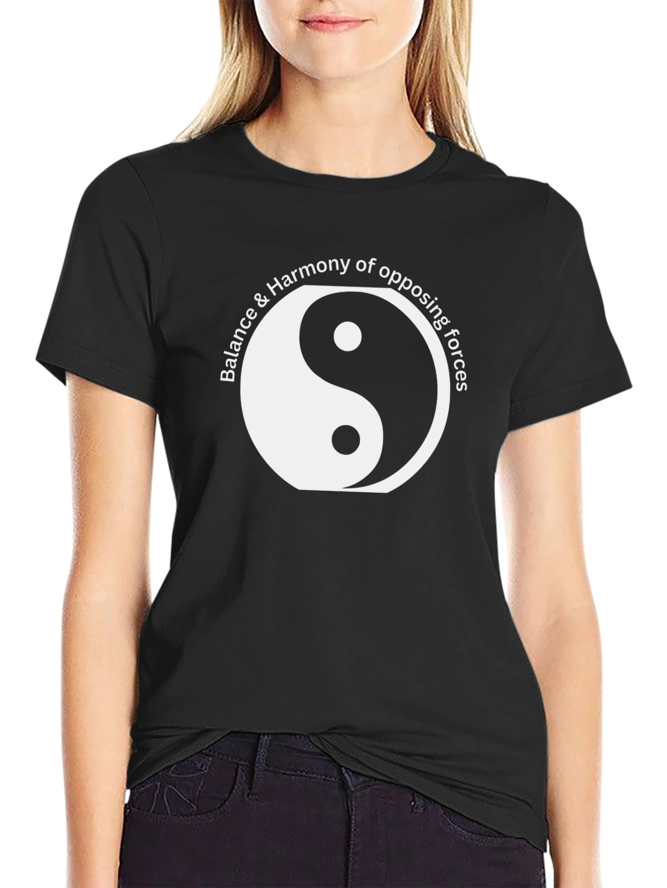 Yin Yang Balance Harmony Mens Black T-Shirt