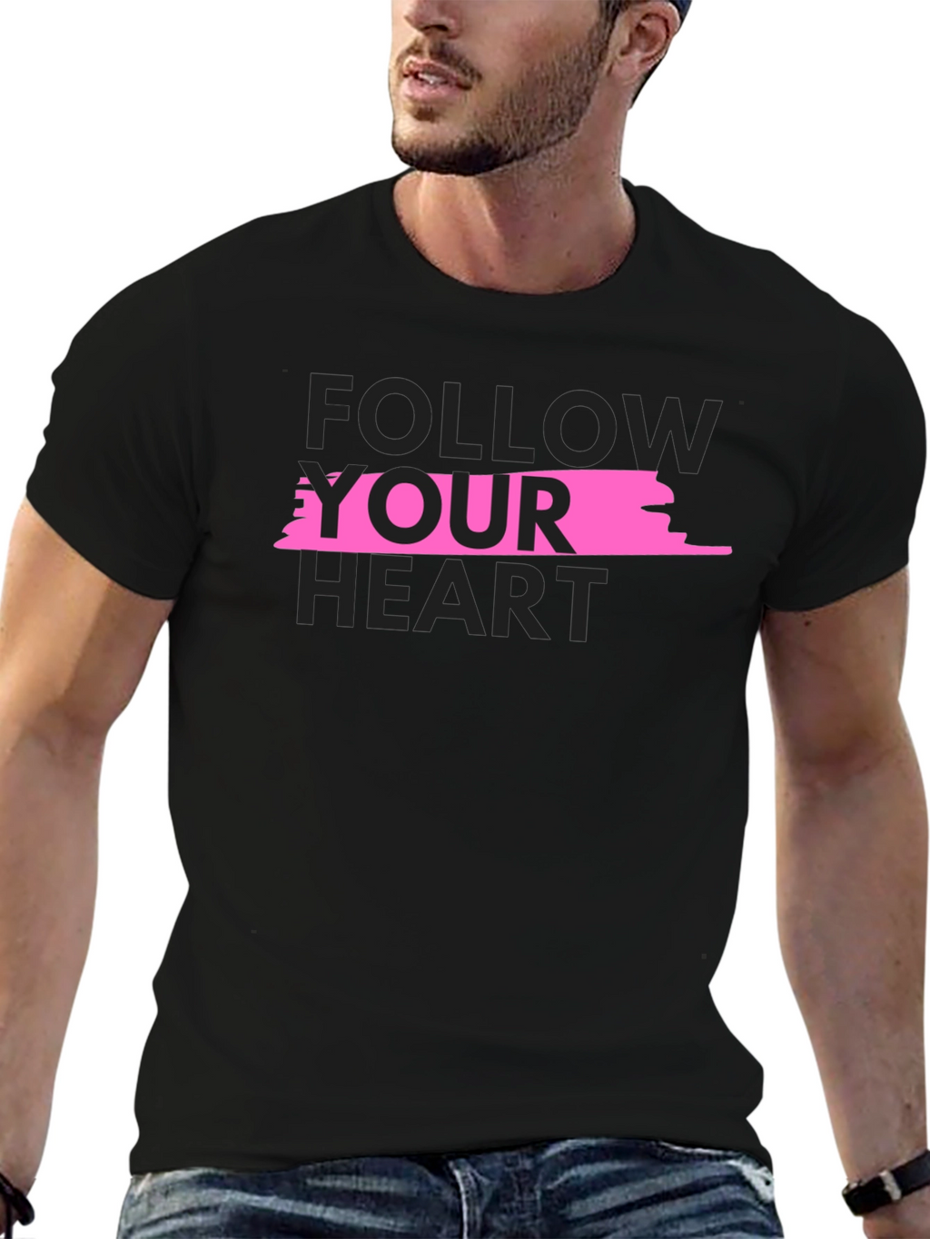 Follow Your Heart Black Graphic Tee