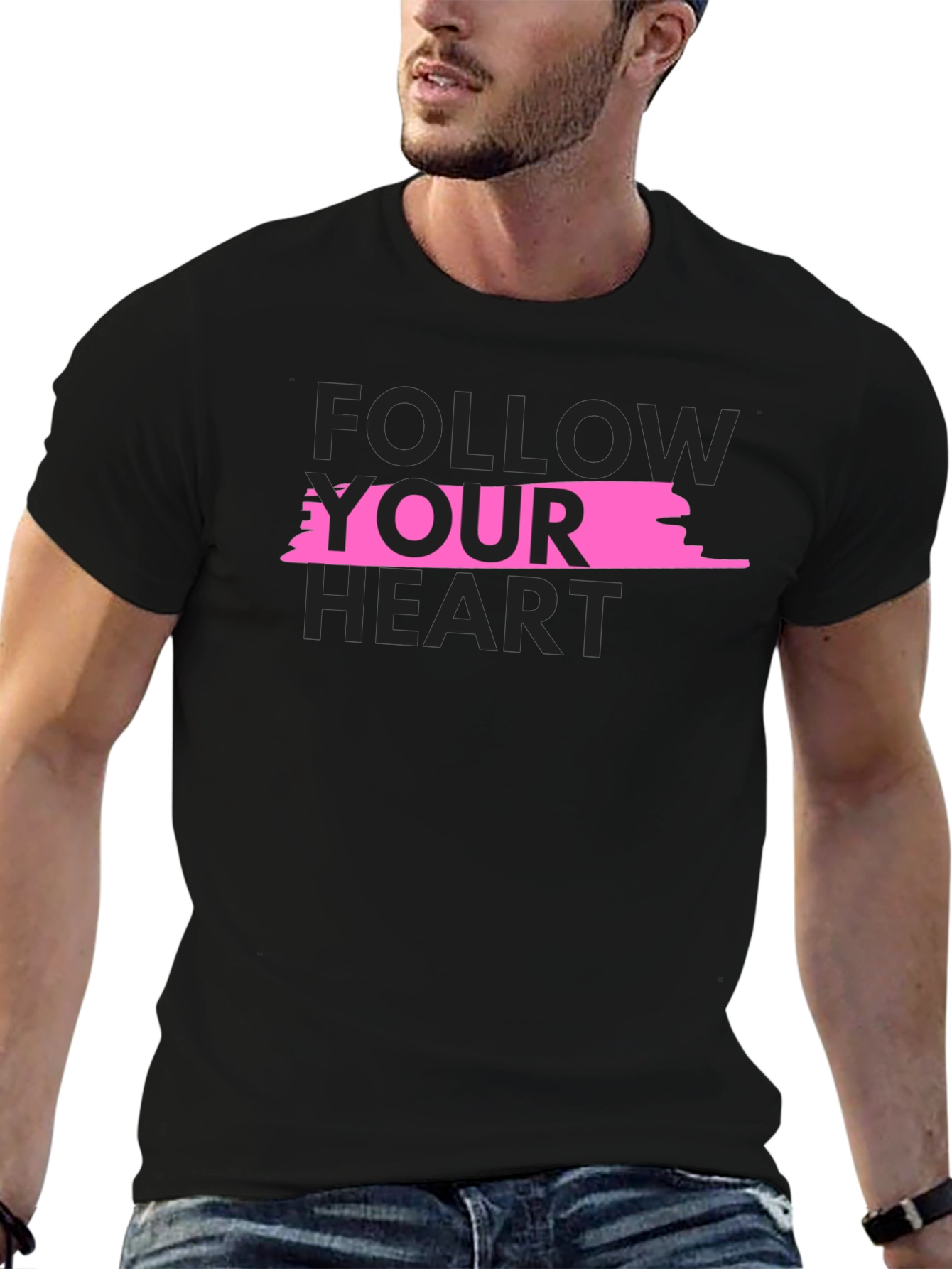 Follow Your Heart Black Graphic Tee