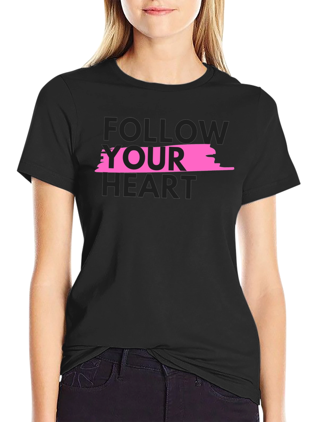 Follow Your Heart Black Graphic Tee