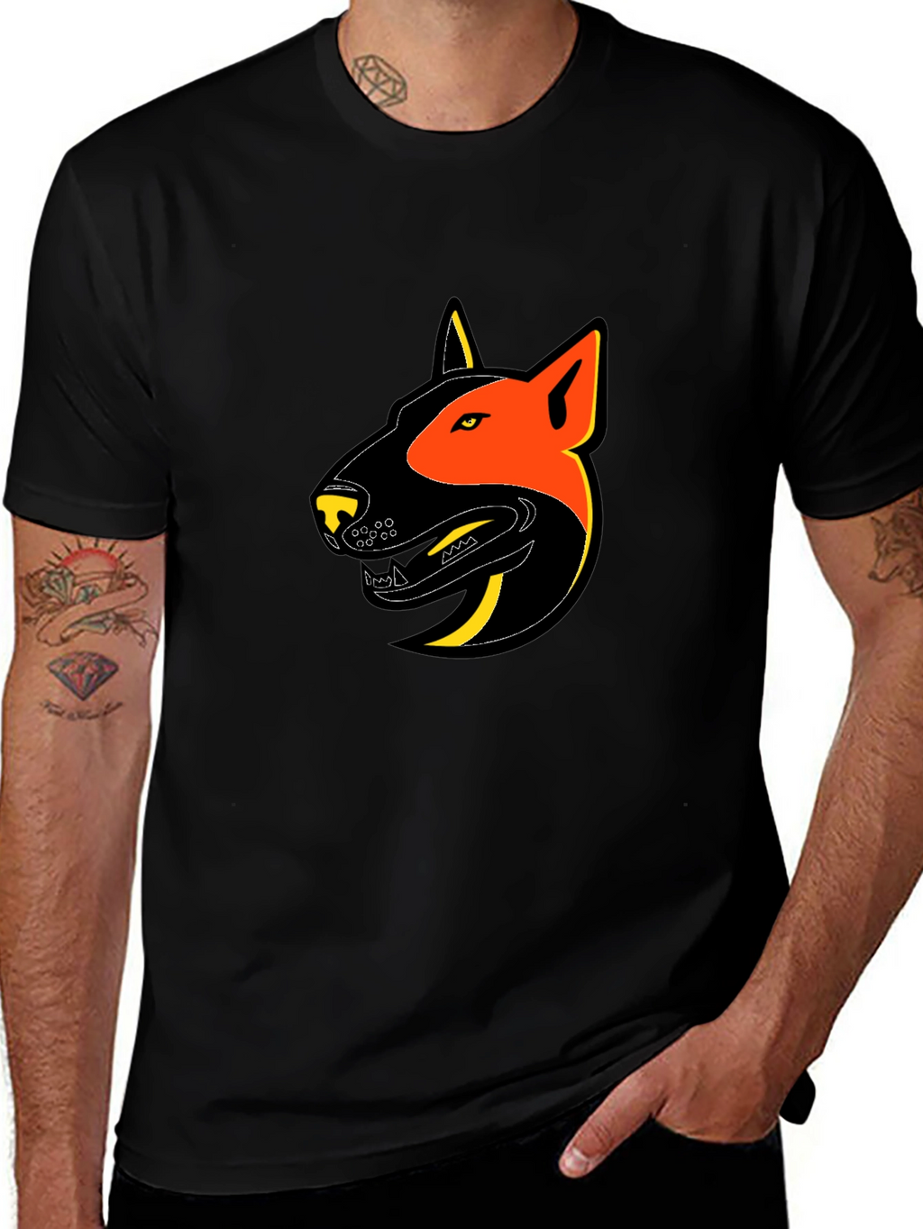 Black T-Shirt with Dog Graphic