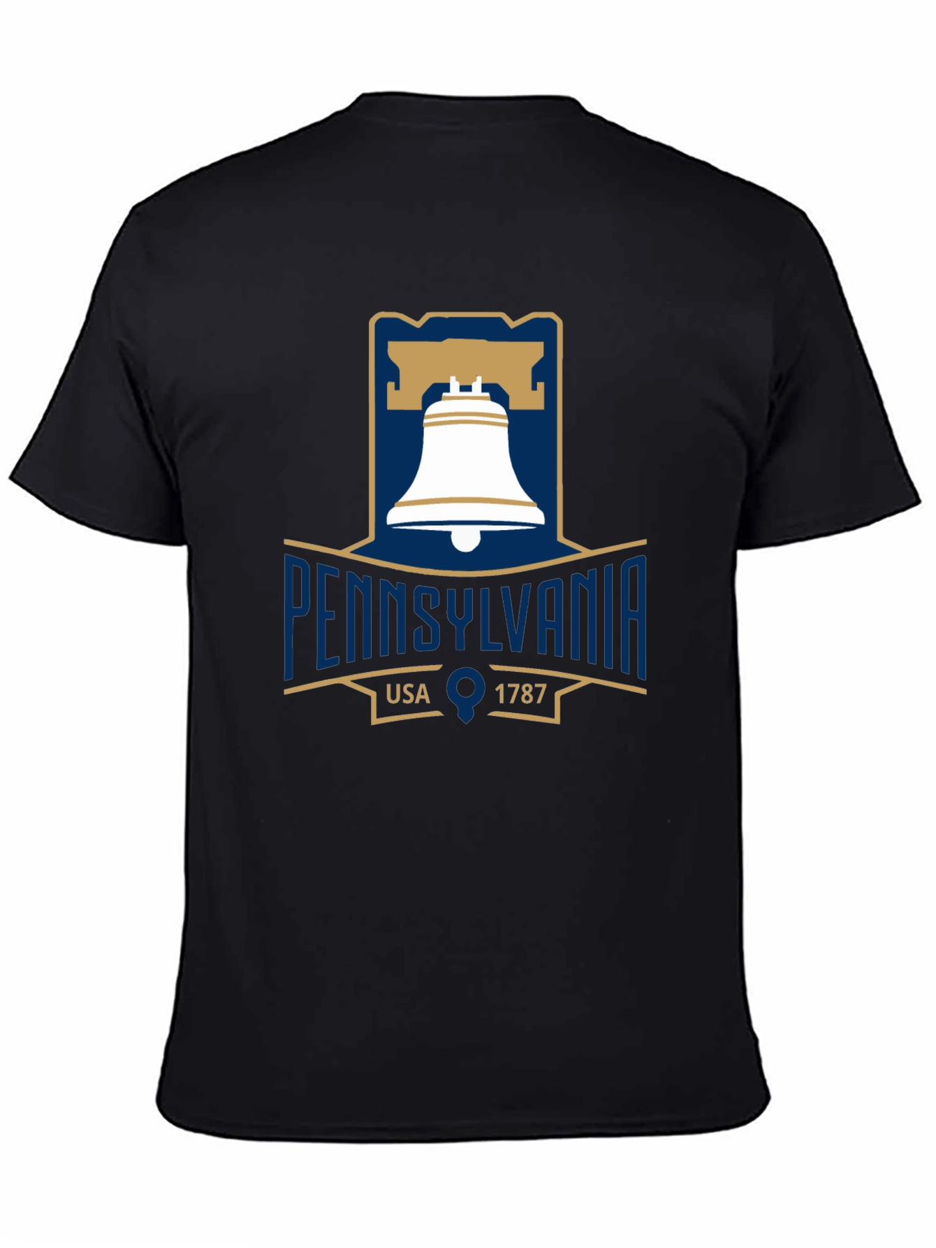 Pennsylvania Liberty Bell T-Shirt Black Cotton