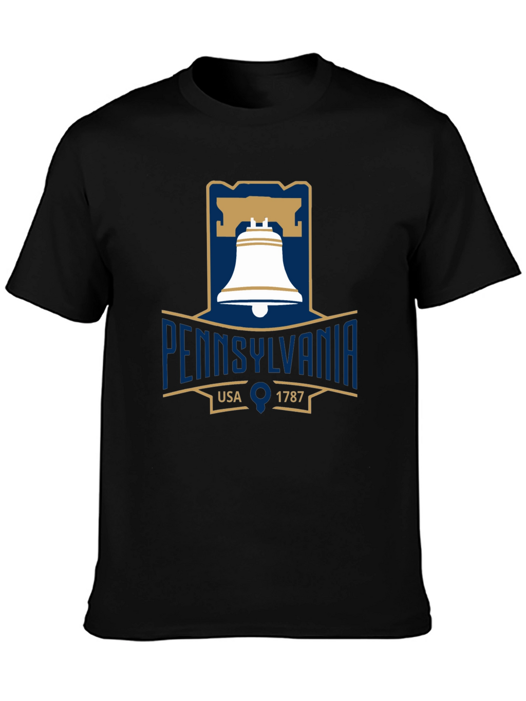 Pennsylvania Liberty Bell T-Shirt Black Cotton