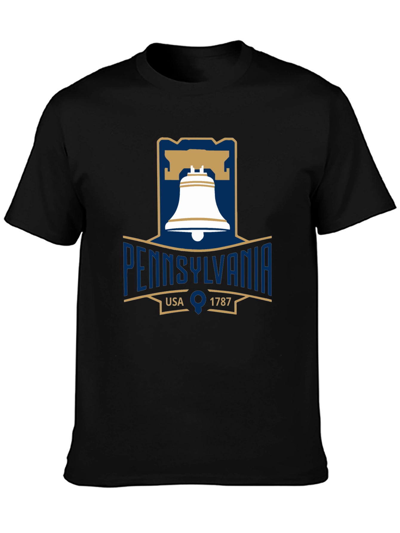 Pennsylvania Liberty Bell T-Shirt Black Cotton