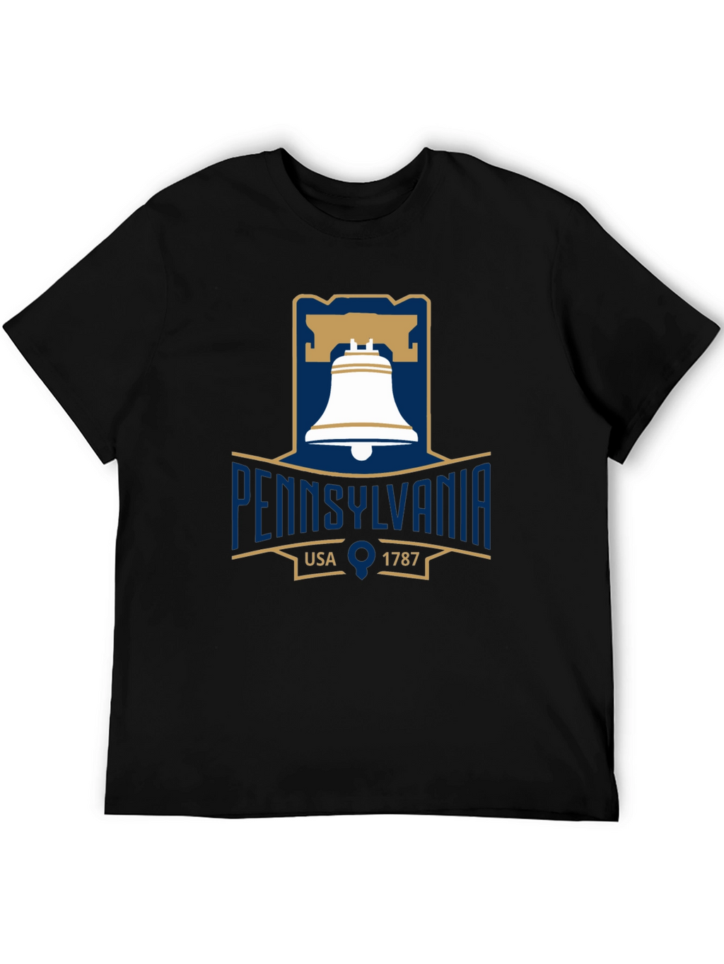 Pennsylvania Liberty Bell T-Shirt Black Cotton
