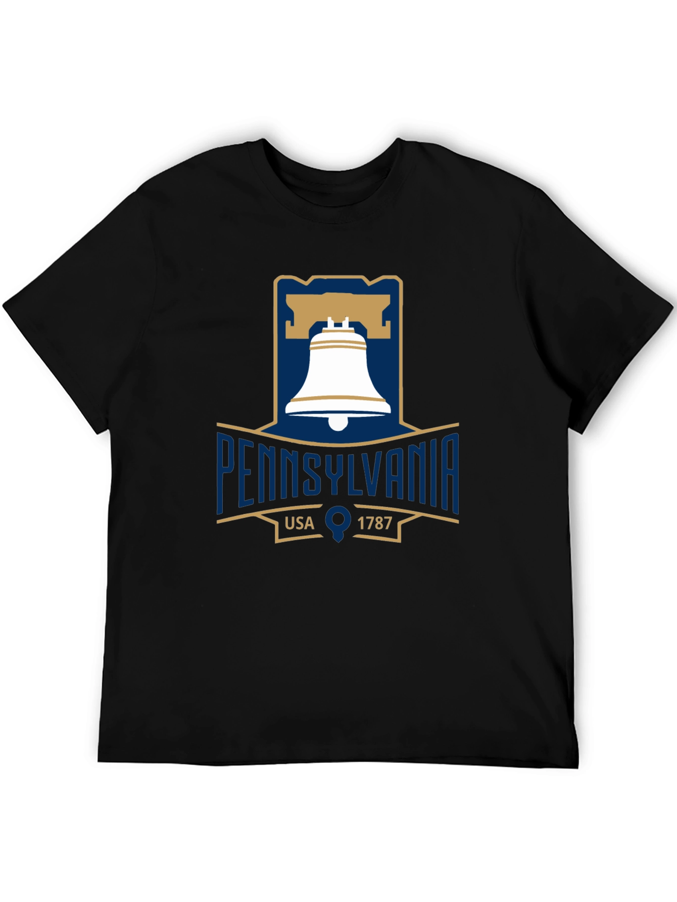 Pennsylvania Liberty Bell T-Shirt Black Cotton