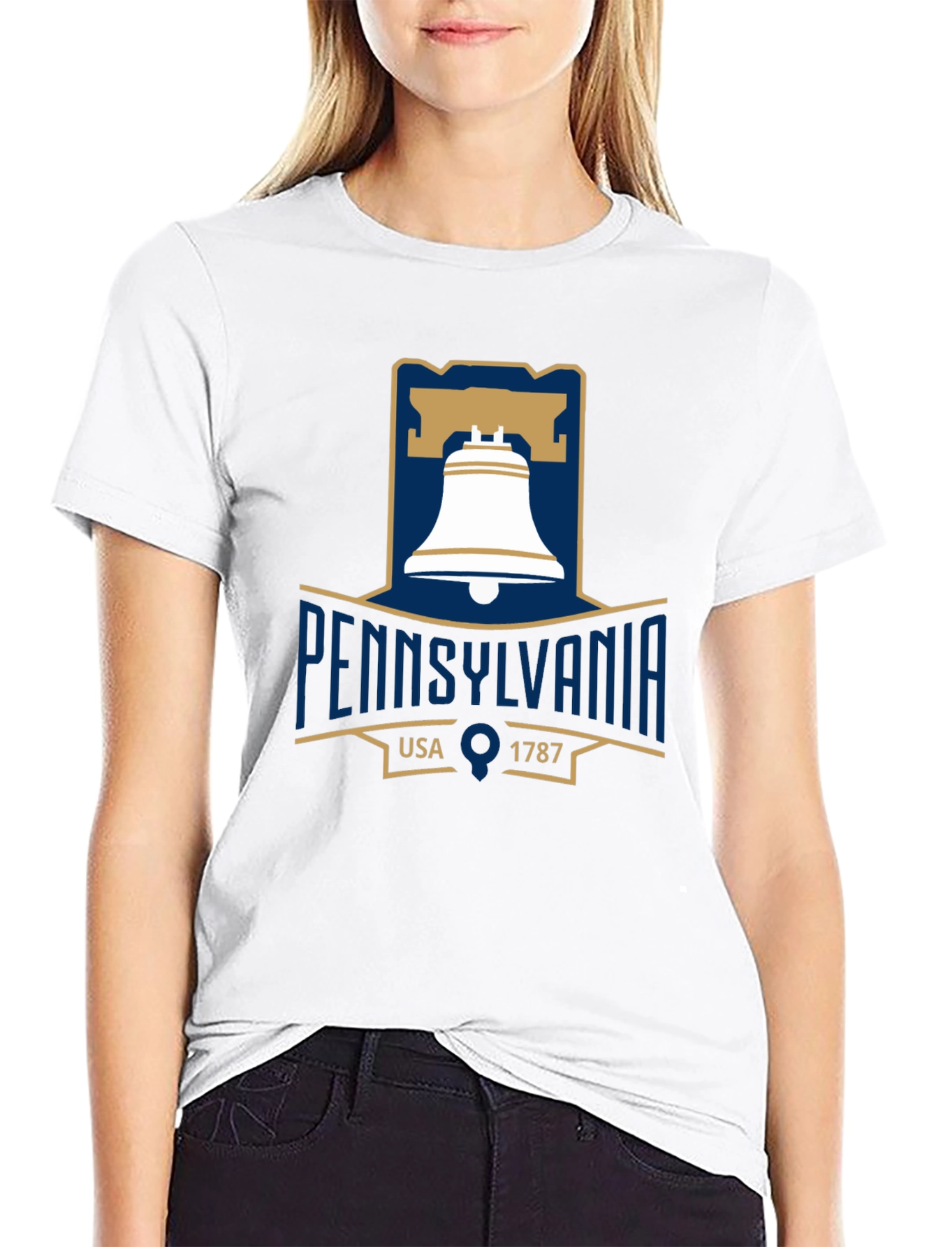 Pennsylvania Liberty Bell T-Shirt Black Cotton