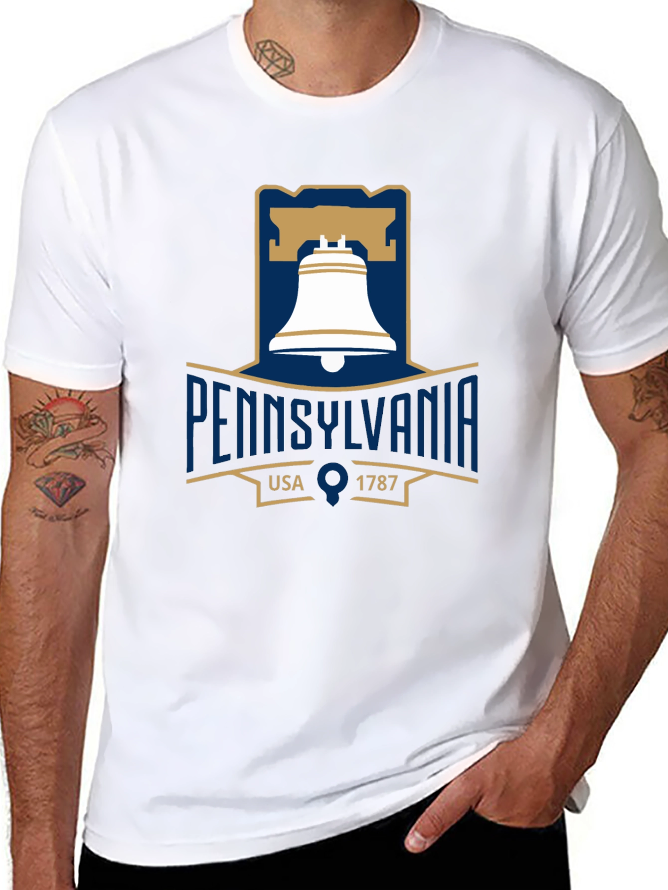 Pennsylvania Liberty Bell T-Shirt Black Cotton