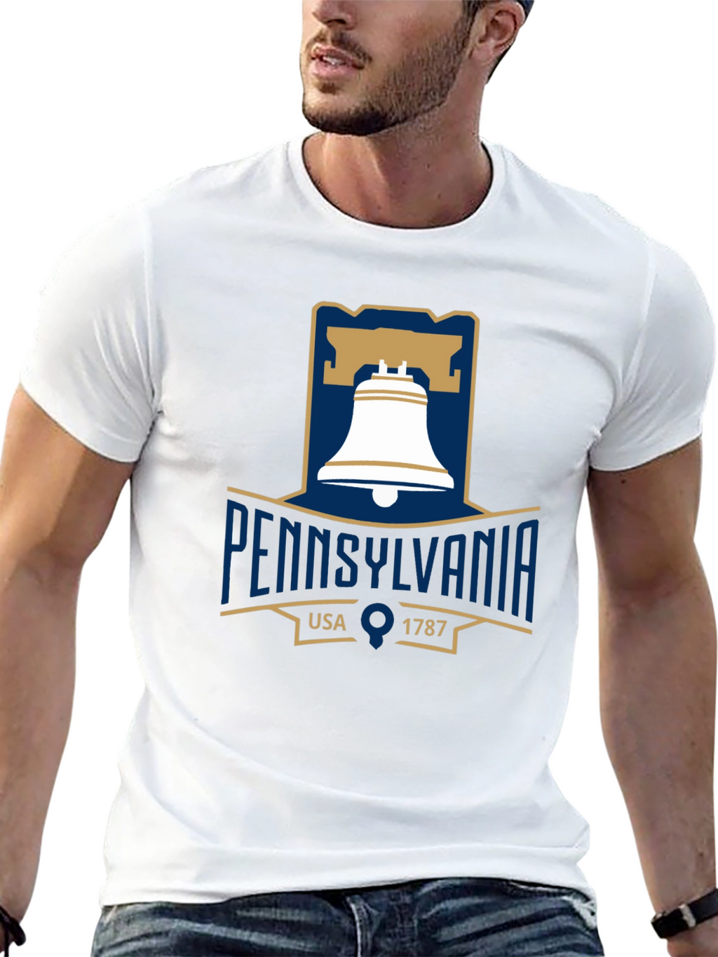 Pennsylvania Liberty Bell T-Shirt Black Cotton