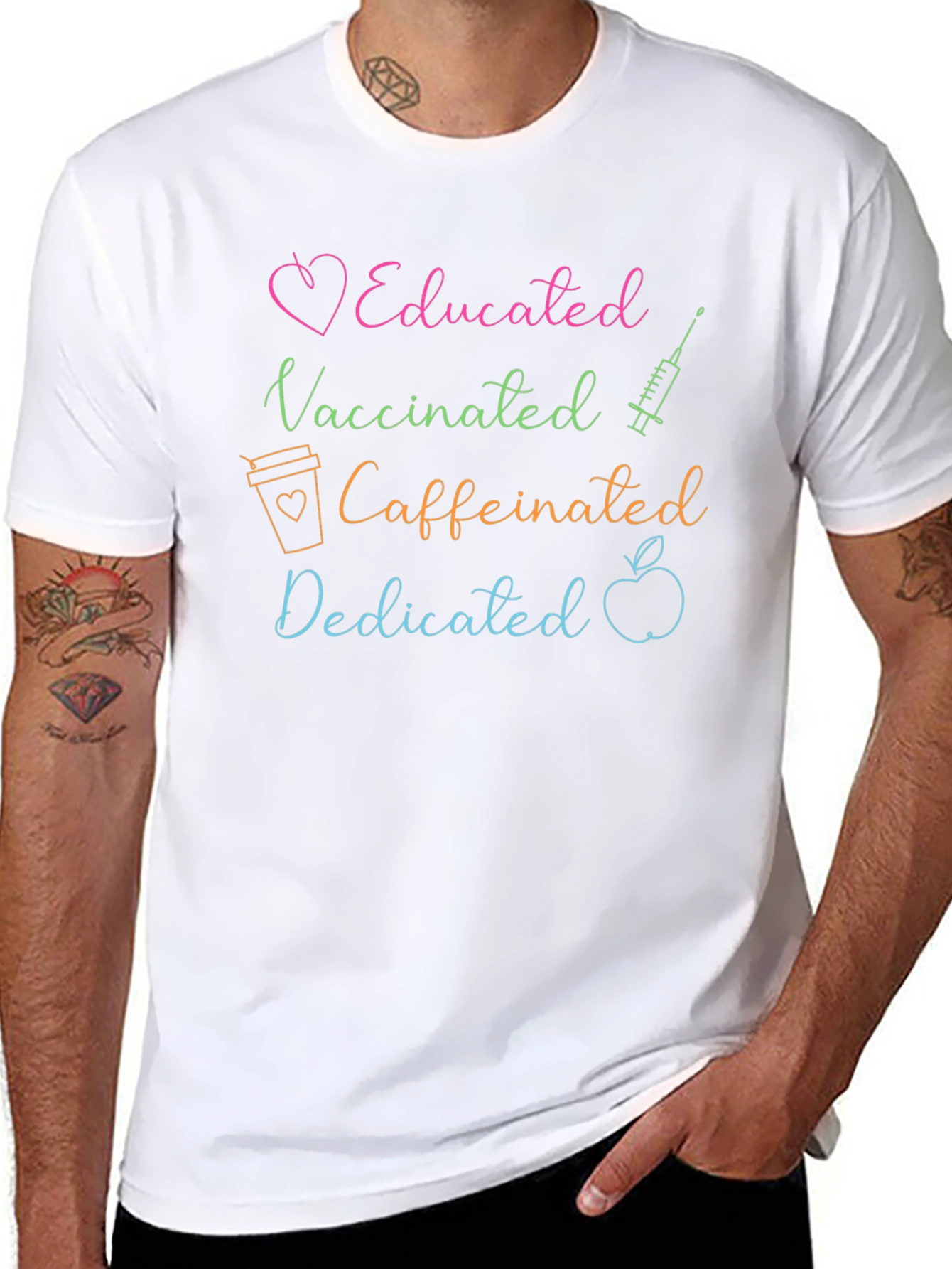 Educated Vaccinated Caffeinated Dedicated Tee
