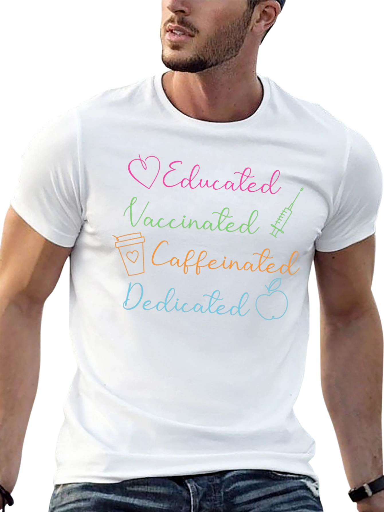 Educated Vaccinated Caffeinated Dedicated Tee