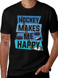 Hockey Makes Me Happy Graphic T-Shirt