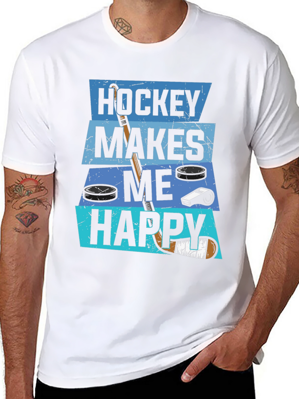 Hockey Makes Me Happy Graphic T-Shirt