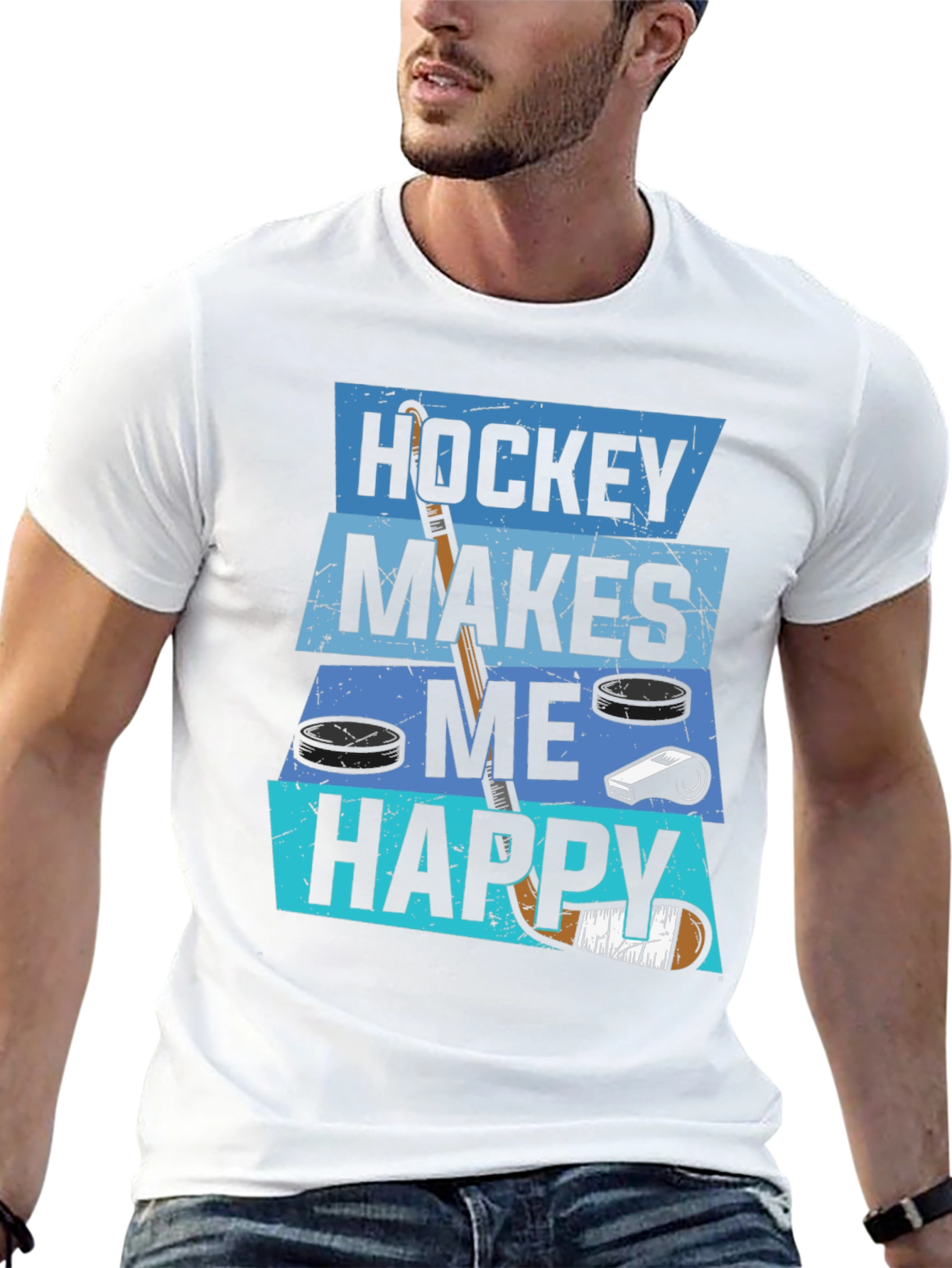 Hockey Makes Me Happy Graphic T-Shirt