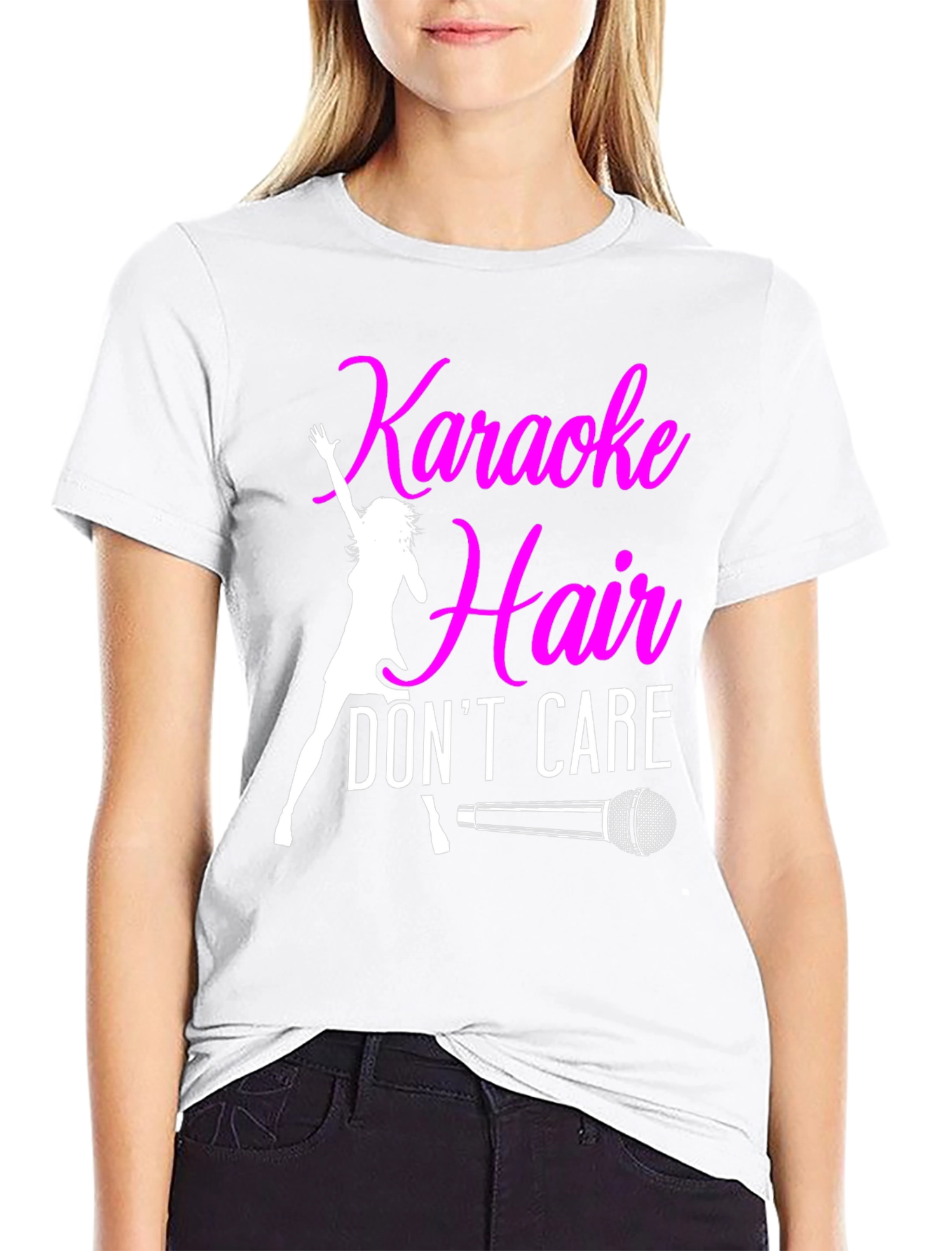 Karaoke Hair Dont Care Graphic Tee Shirt