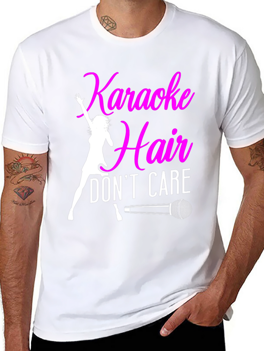 Karaoke Hair Dont Care Graphic Tee Shirt