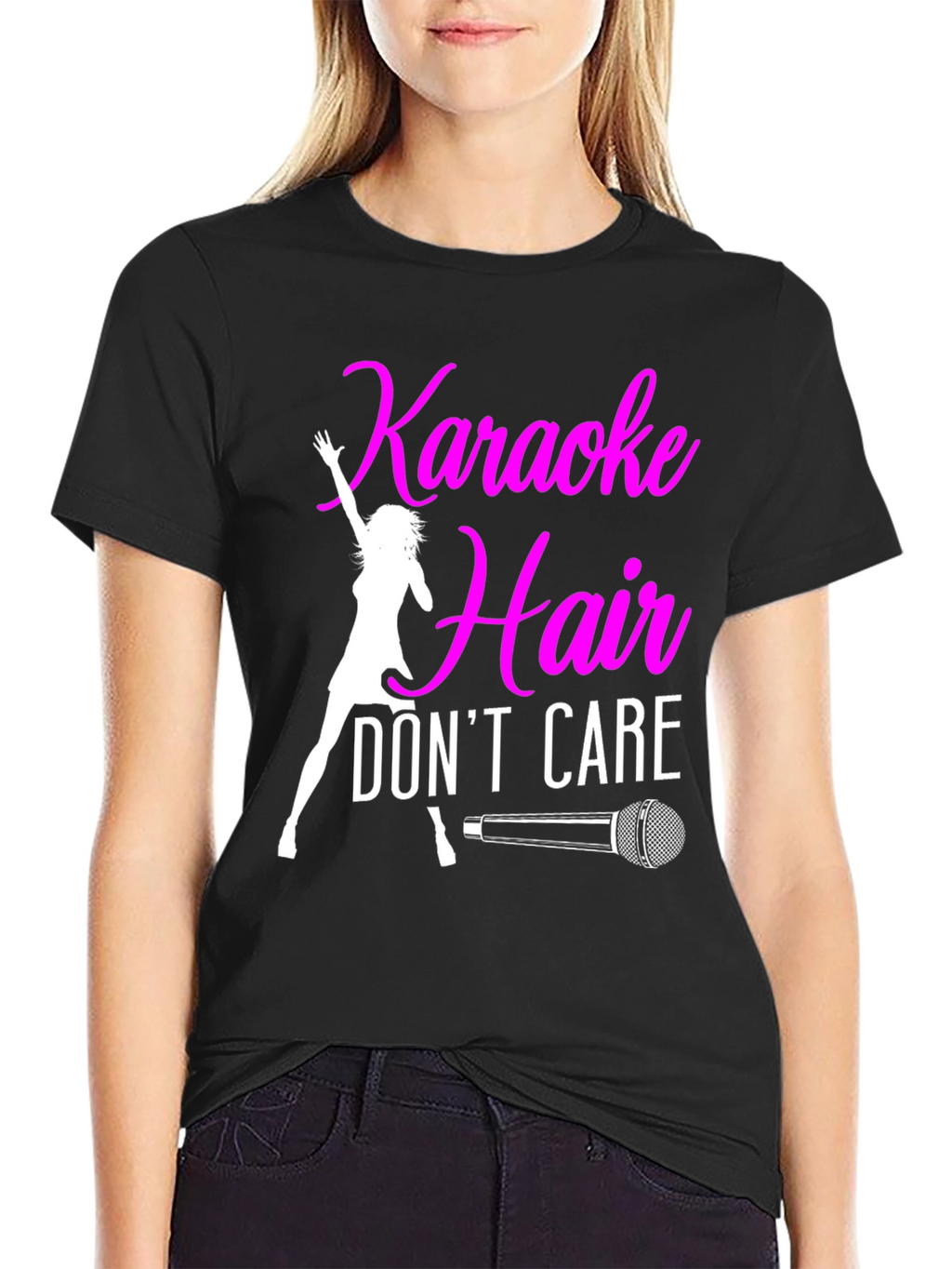 Karaoke Hair Dont Care Graphic Tee Shirt