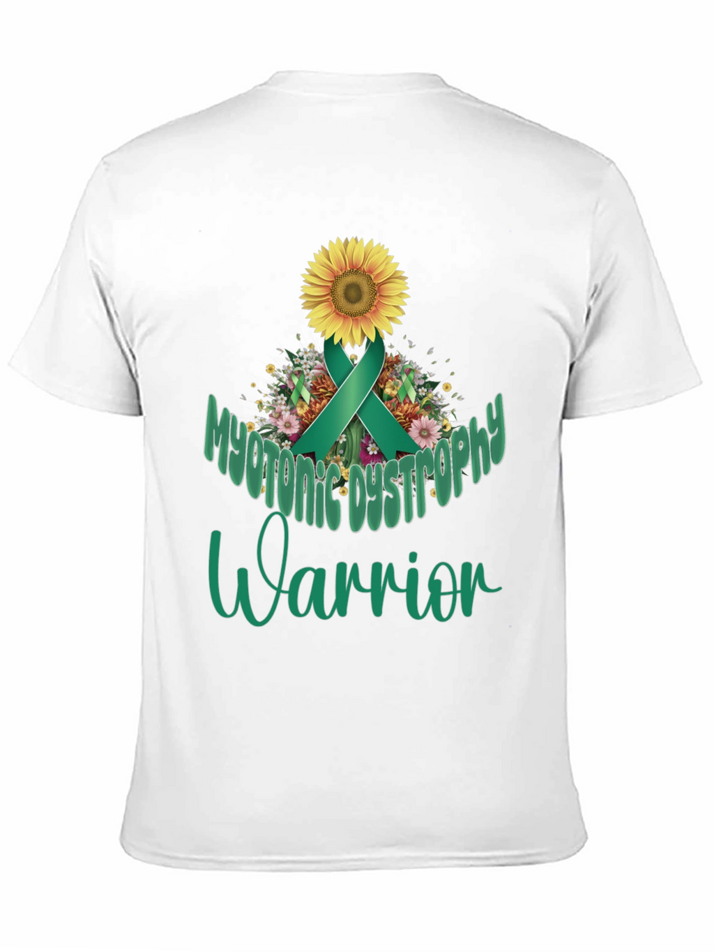 Myotonic Dystrophy Warrior T-Shirt - Teal Ribbon Sunflower