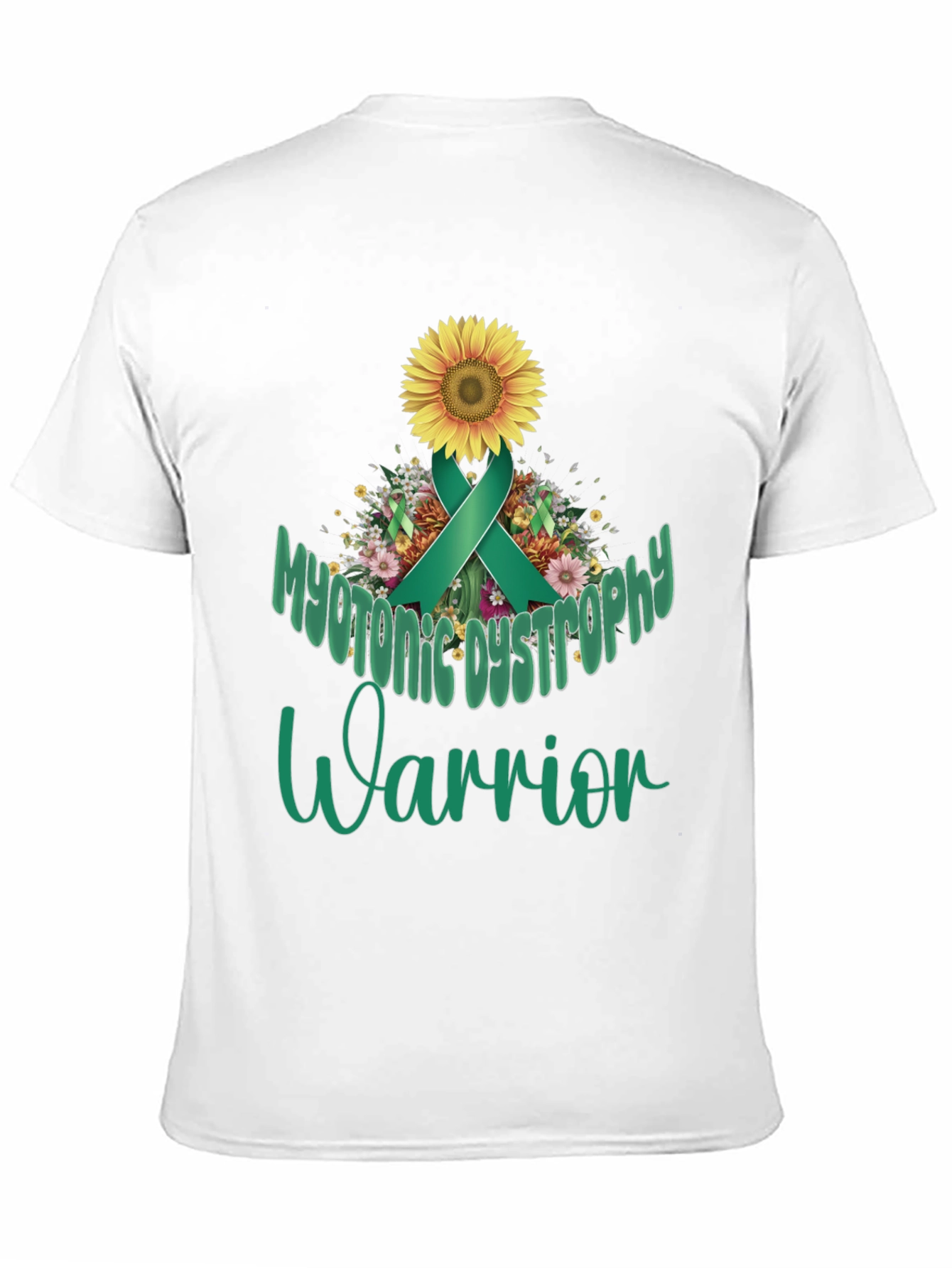 Myotonic Dystrophy Warrior T-Shirt - Teal Ribbon Sunflower